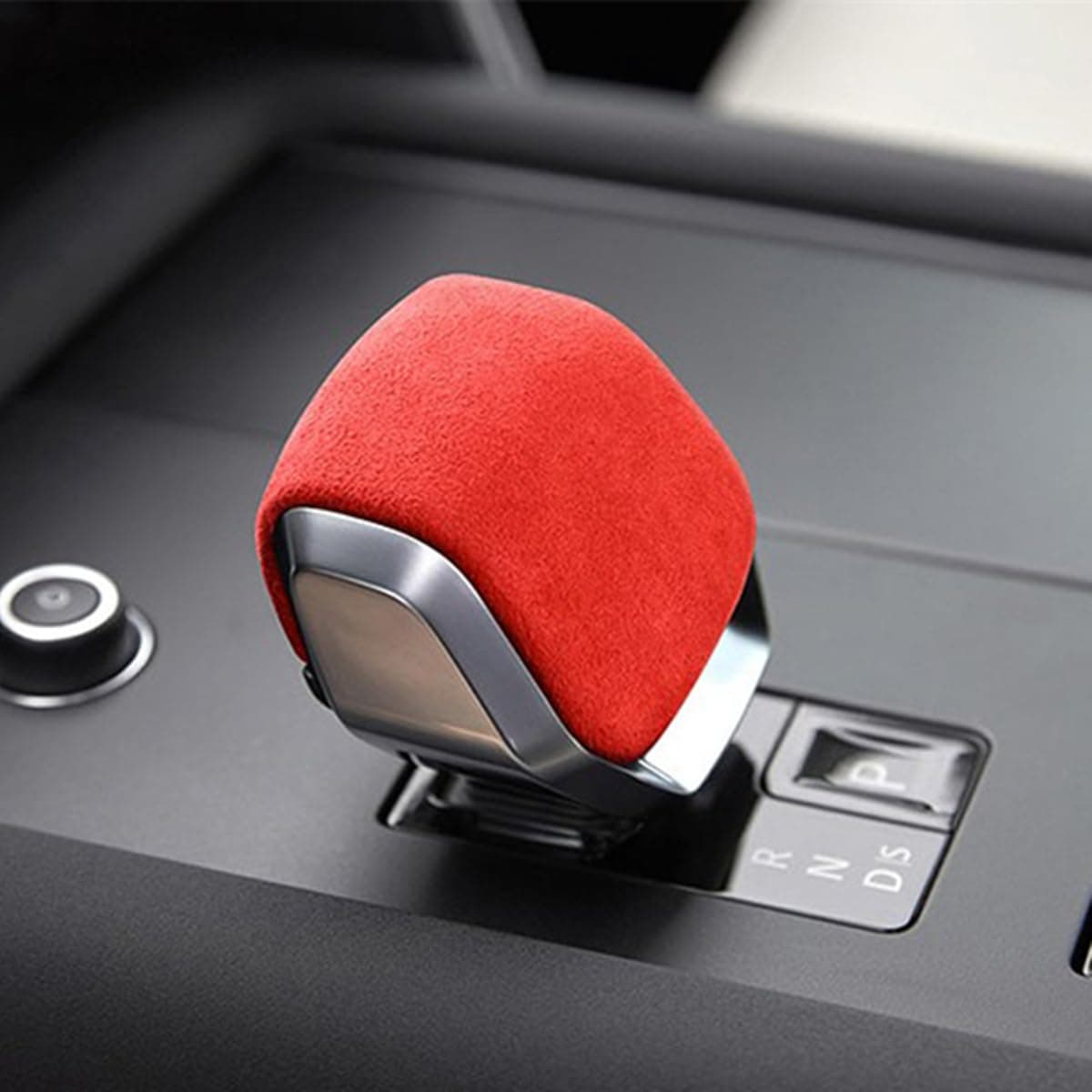 Suede Gear Shift Shifter Knob Cover Cap Trims for Range Rover Velar Sport 2022-2025 Land Rover Discovery 2021-2025 (Red Suede)