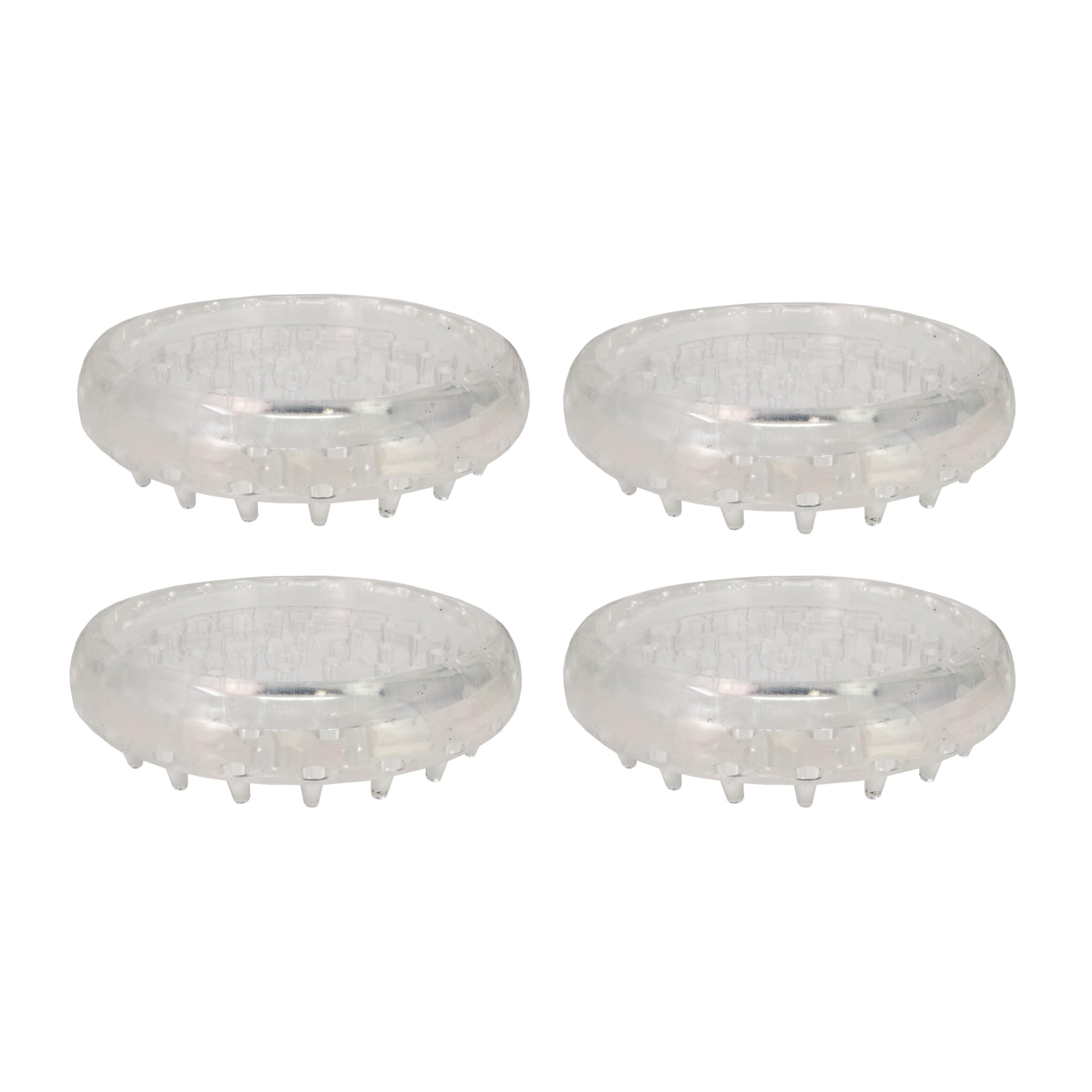 Spiked Plastic Caster Cups for Short Loop Carpet (3/8"H) - (4 Pieces), 4" Round, Clear