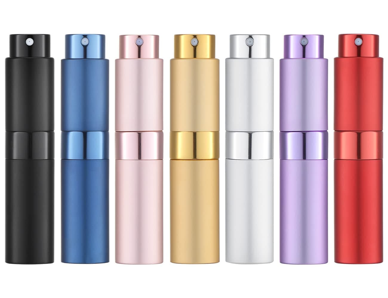 Tekson 7PCS 8ml Travel Perfume Atomizer Refillable, Mini Cologne Spray Bottle Empty, Small Aftershave Sprayer for Liquid Dispenser (Seven Colors)