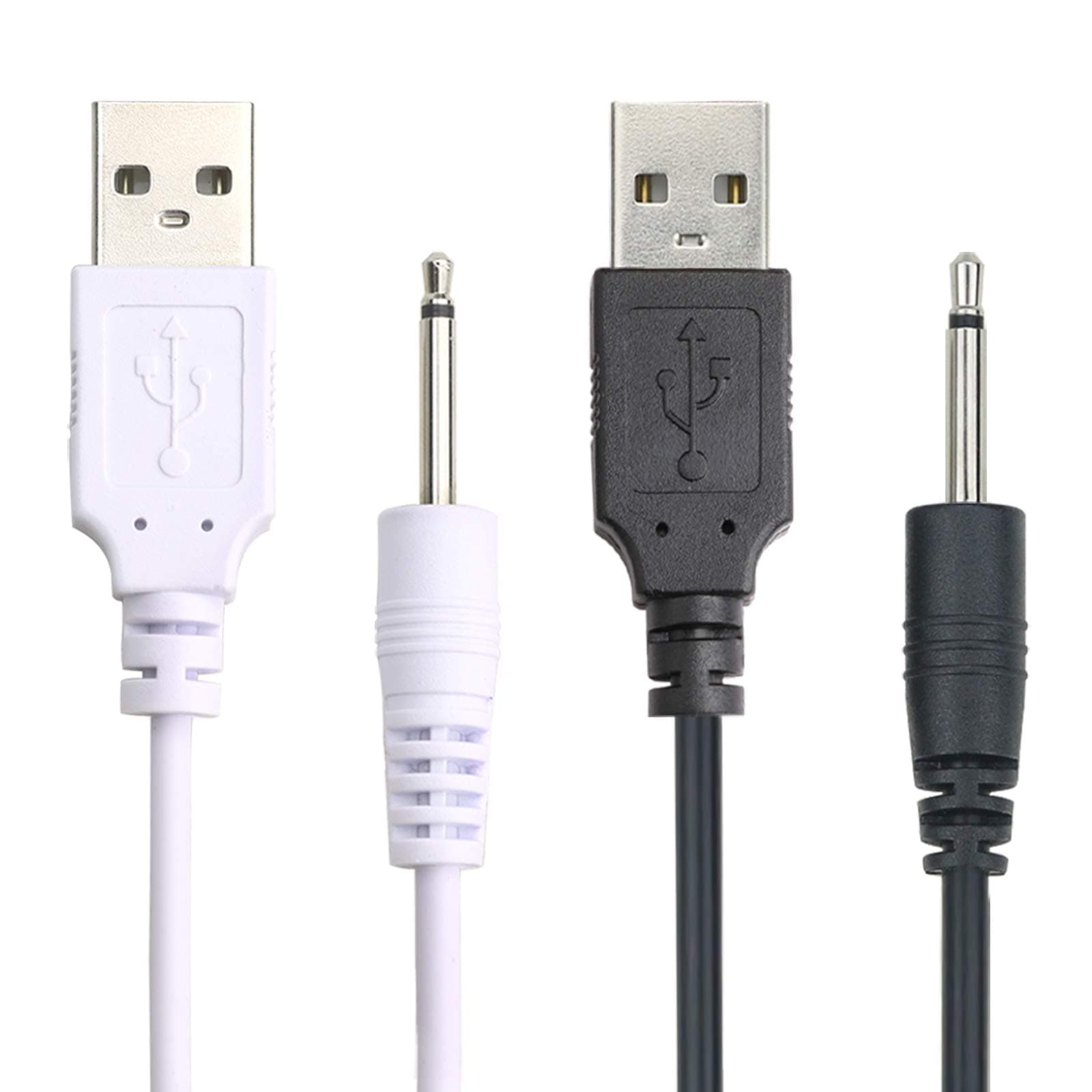 Bemexred Replacement 2.5mm DC Charging Cable USB Adapter Cord 2.5mm Fast Charging Cord (Black+White)