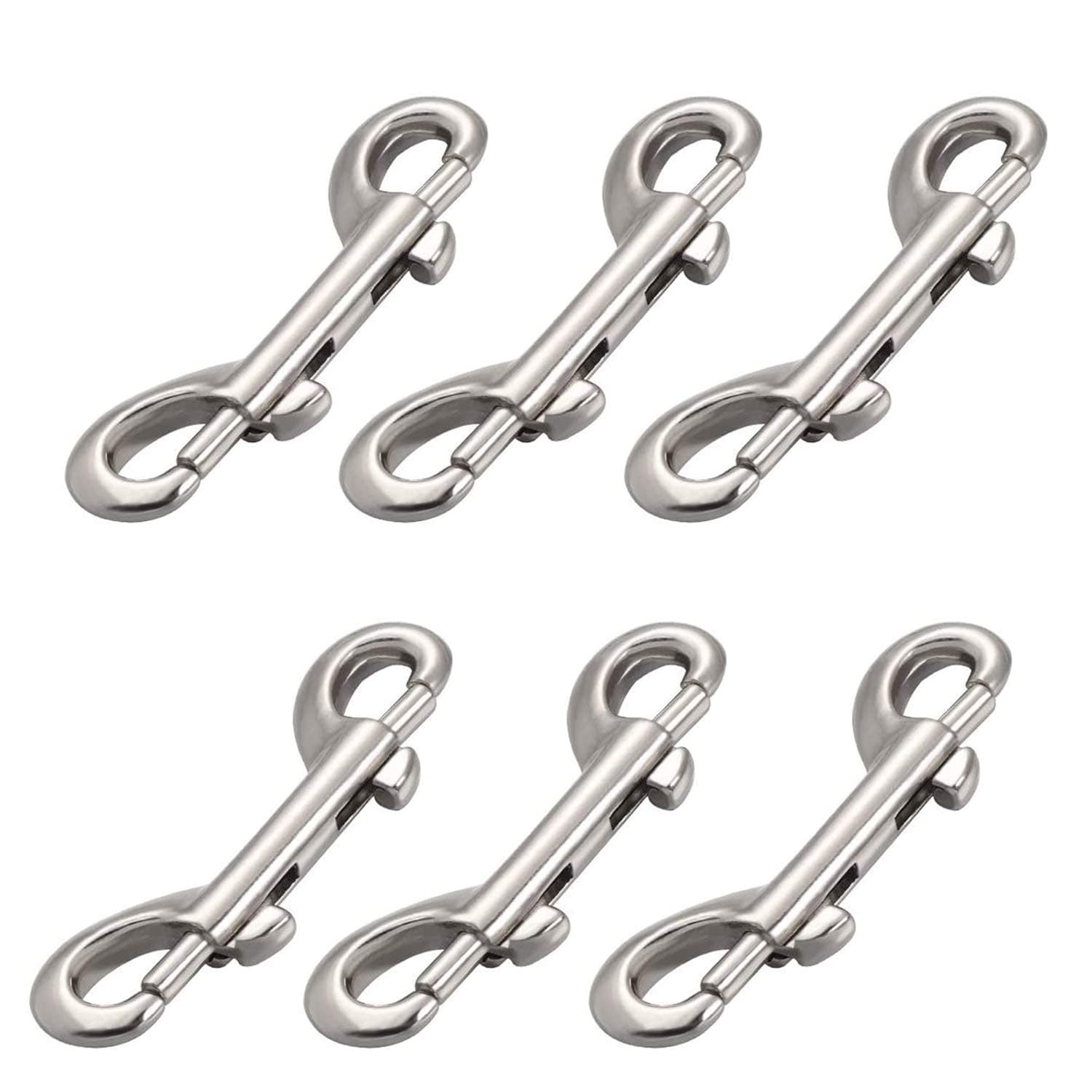 6 Pack Double Ended Bolt Snaps Hook,Zinc Alloy Hook Metal Clips for Dog Leash,Key Chain,Horse Tack,Pet Feed Buckets,Garage Use, Nickel Plated, Nickel Plated,Silver