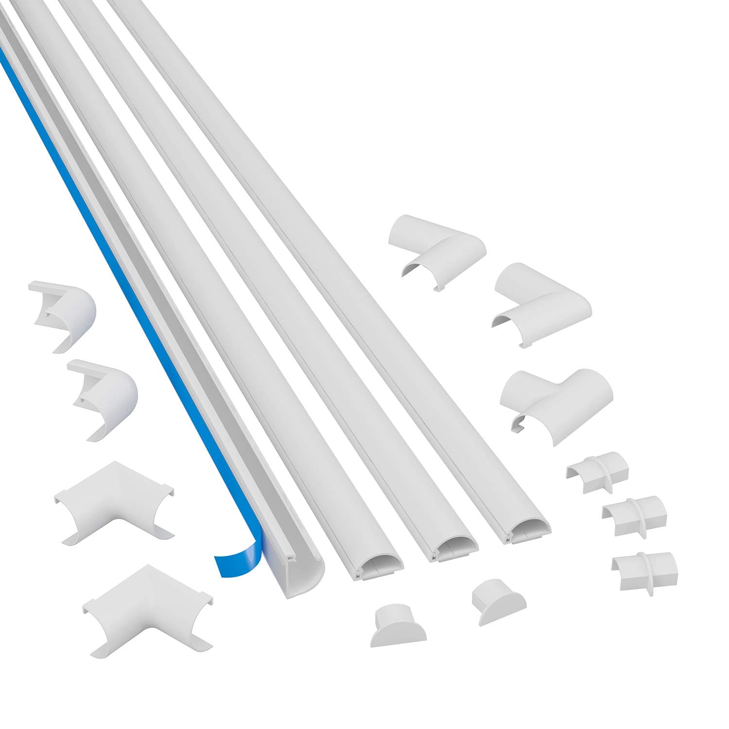 D-Line Micro Plus Cable Raceway Kit | Self-Adhesive Wire Covers | Electrical Raceway, Popular Cable Organizer for Home Theater, TV, Office and Home | 4 x 1 Meter Lengths Per Pack - White