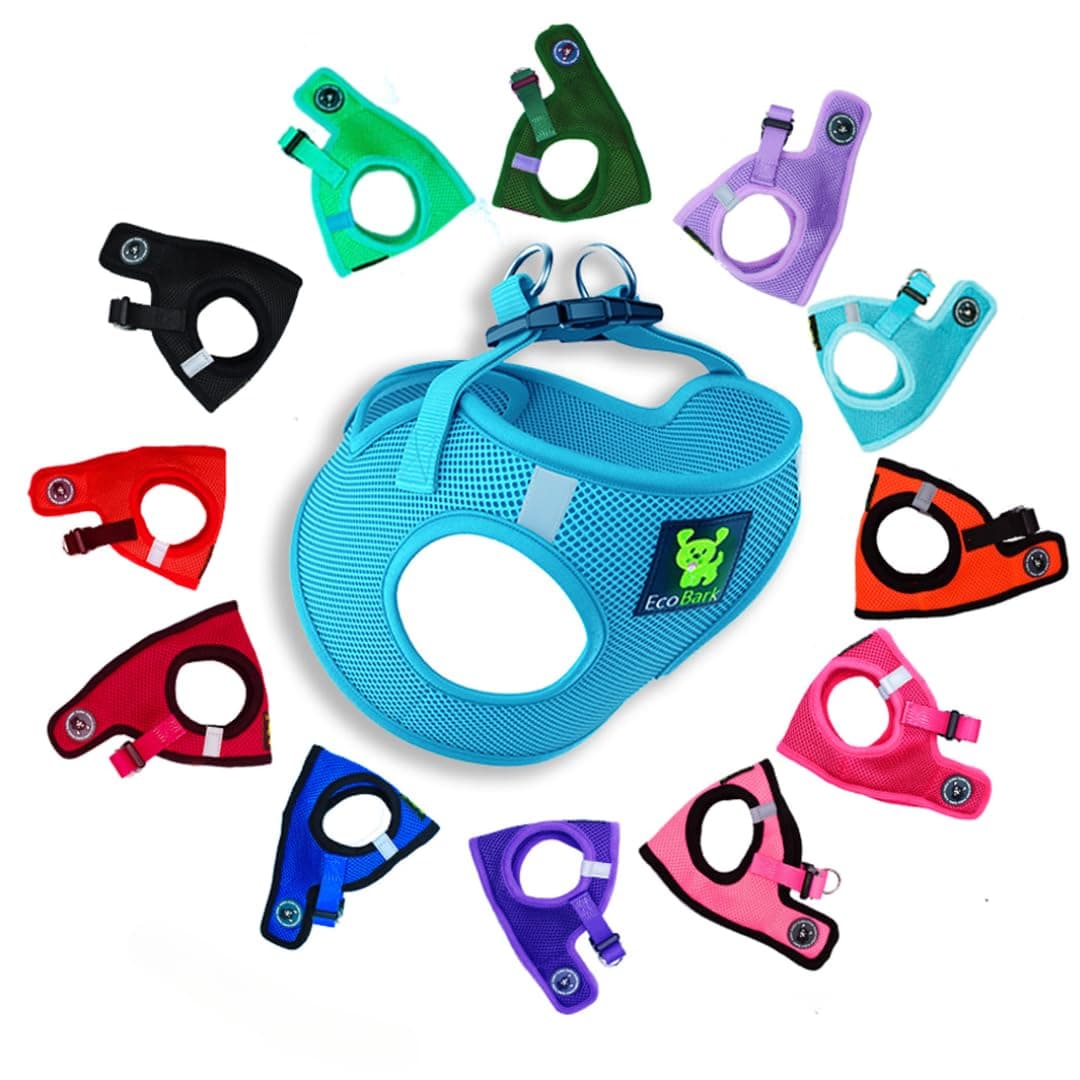 EcoBark Step in Dog Harness Small Blue Fully Adjustable Double Padded Step in Dog Harnesses (Small, Sky Blue)