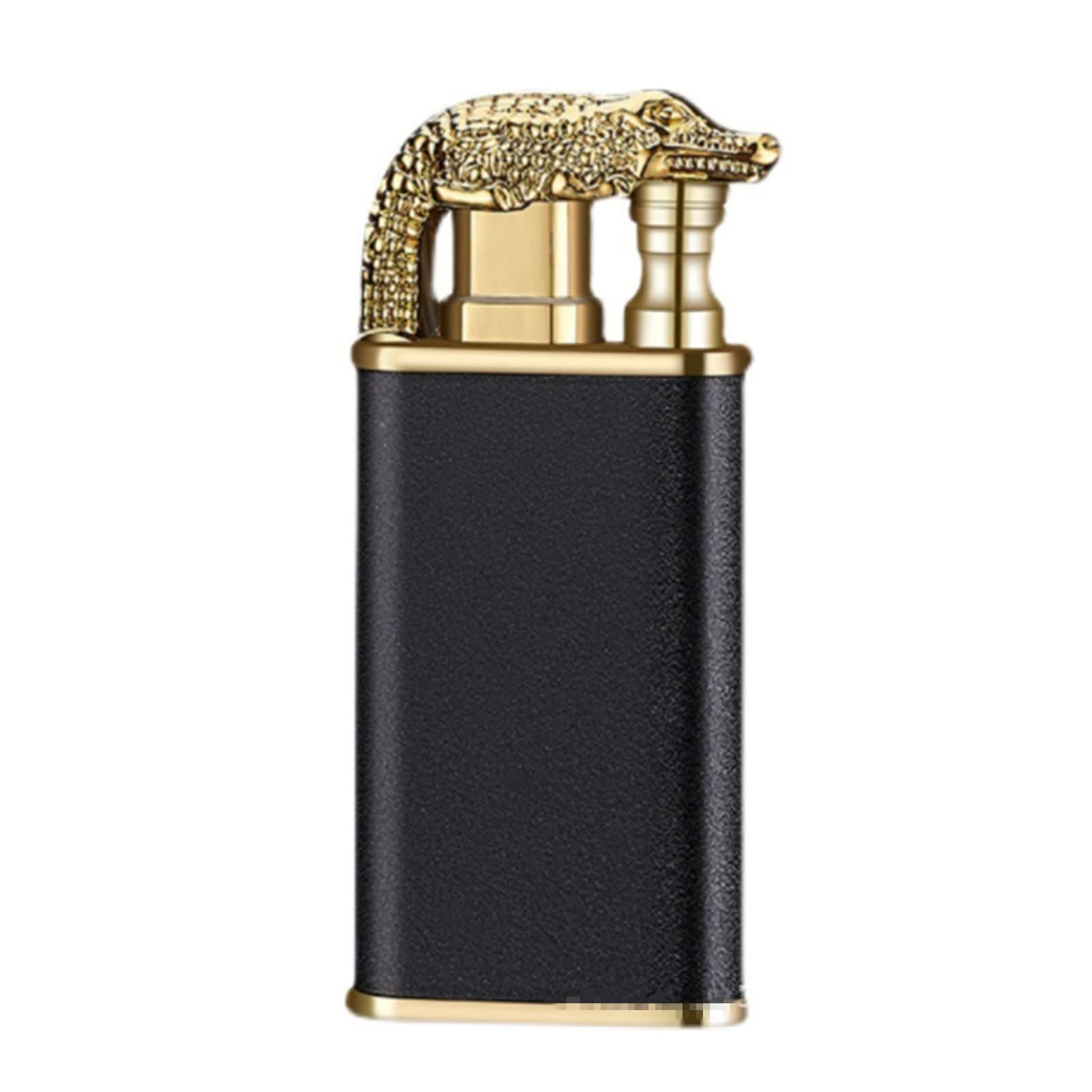 Gokame Upgraded Magic Double Flame Lighter Dual Arc Lighter Jet Flame Refillable, Arc Plasma Lighter Electric Lighter, Arc Lighter Waterproof Designed with Crocodile Shape (Black)