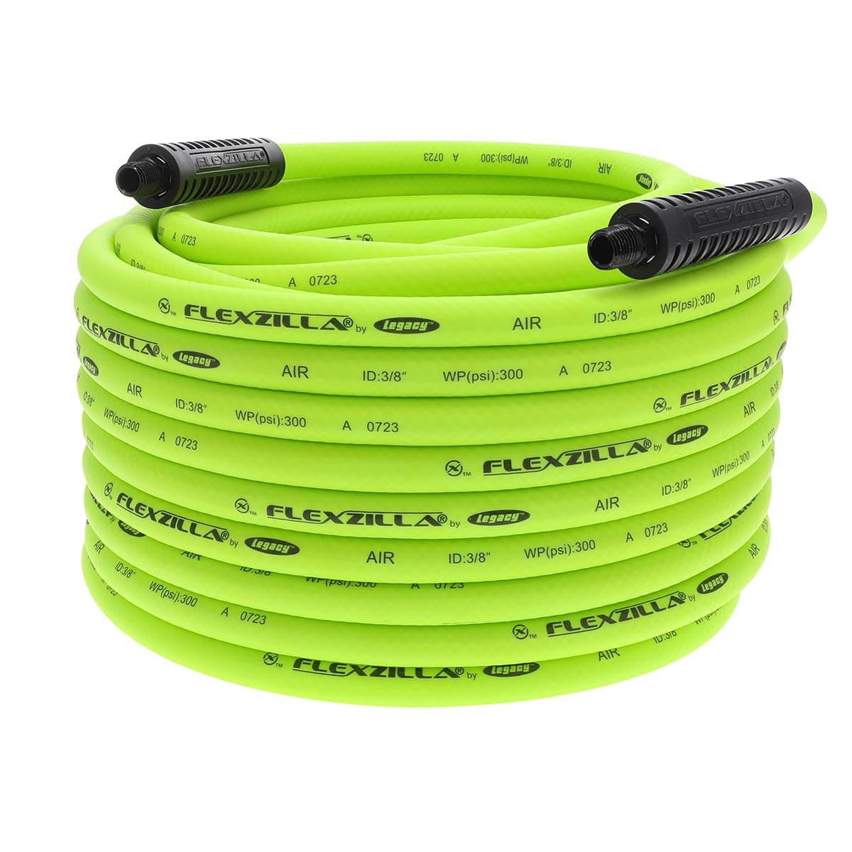 Air Hose, 3/8 in. x 100 ft., 1/4 in. MNPT Fittings, Heavy Duty, Lightweight, Hybrid, ZillaGreen - HFZ38100YW2