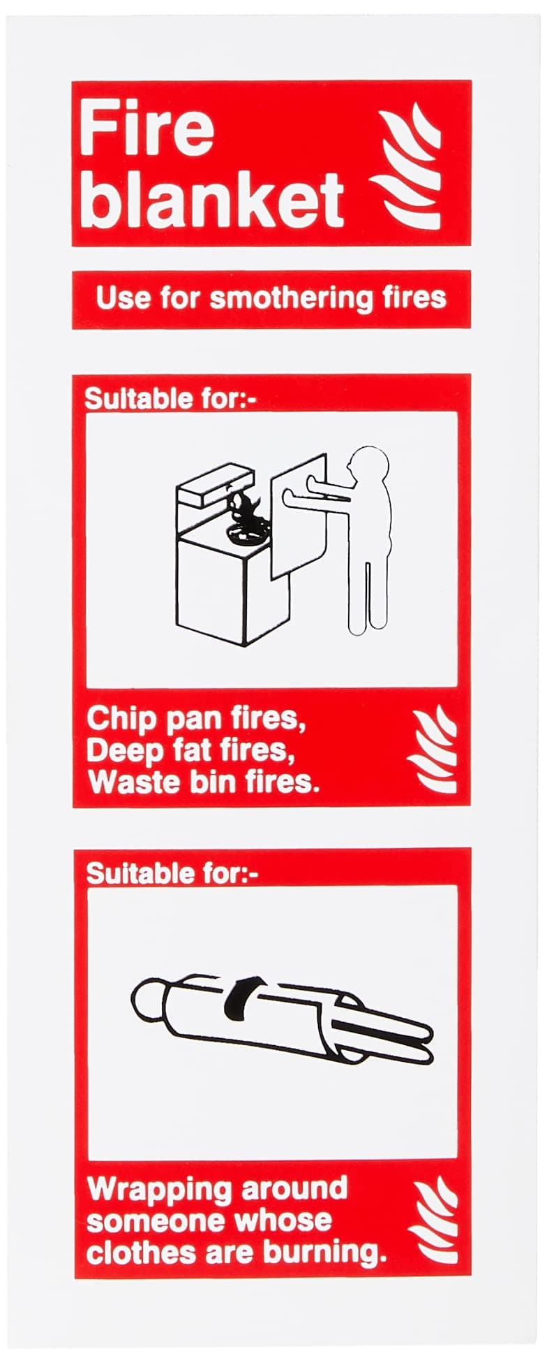 Fire Blanket Fire Extinguisher Identification Sign 80mm x 200mm - Self Adhesive (FI.18N-SA)