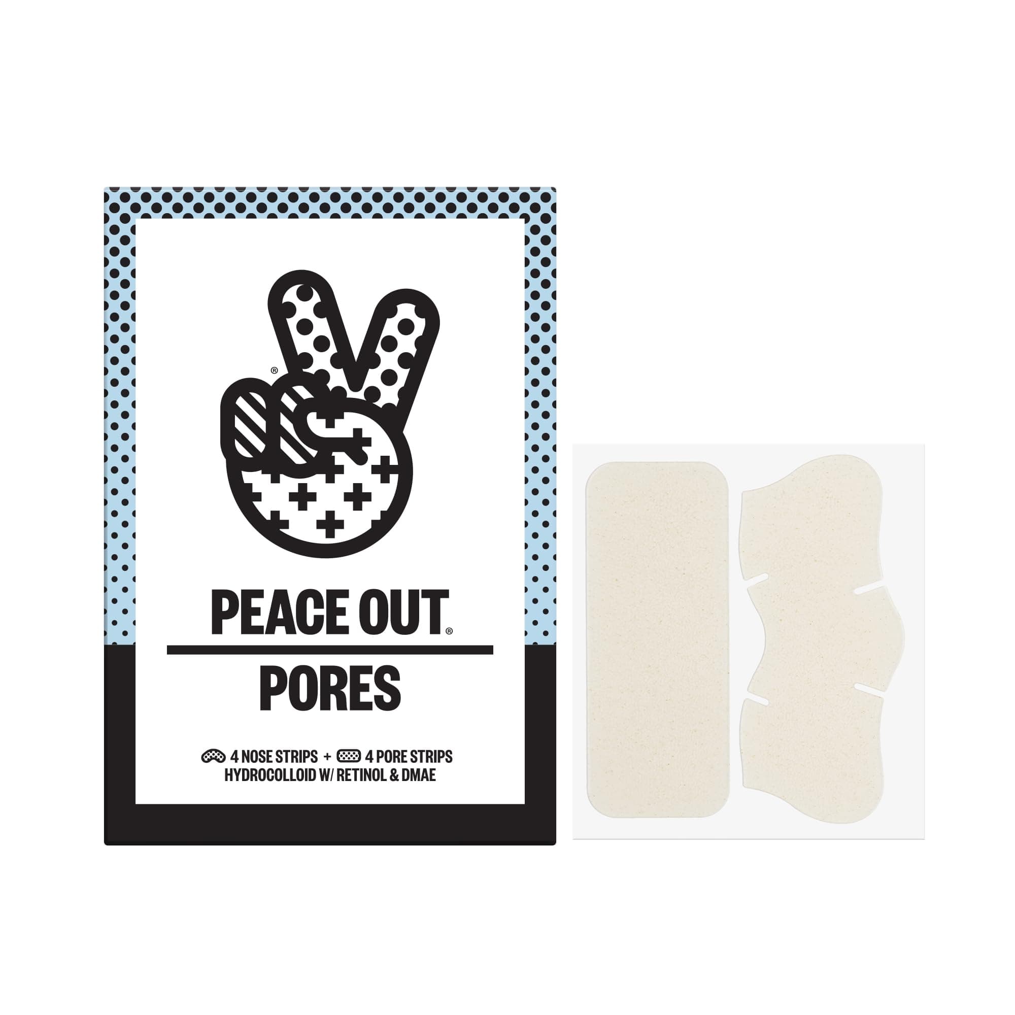 - PEACE OUT Pore Strips for Nose and Face, Oil Absorbing Hydrocolloid Blackhead Remover, Pore Minimizing Strips with Retinol, Multi-Use Face Strips for Clogged Pores (8 count)