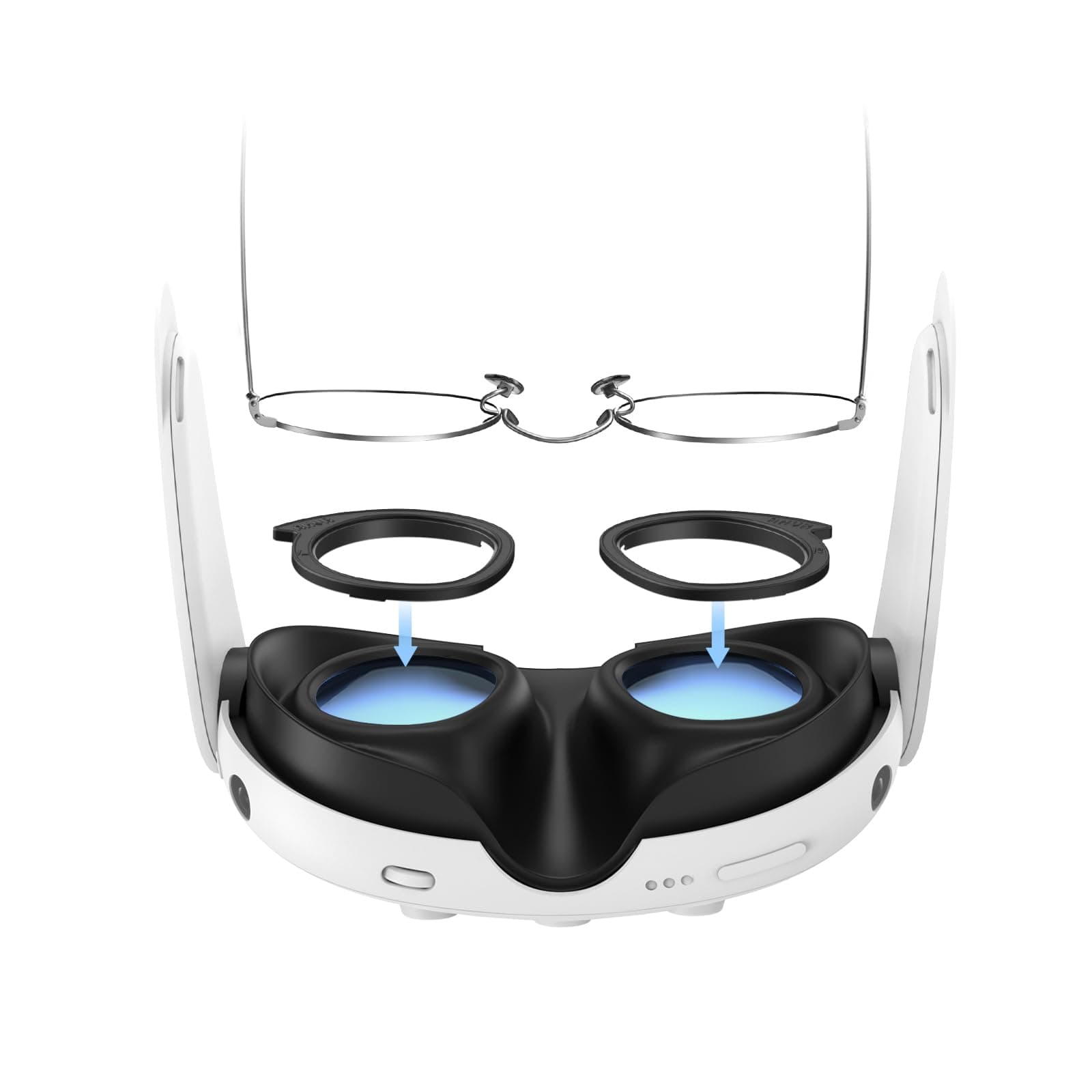 Lens Protector Set Compatible with Meta/Oculus Quest 3 Accessories,Glasses Spacer for Q3 Lenses,Soft Silicone Rings Protect Prescription Glasses(Only Spacer Frame, No Lenses)