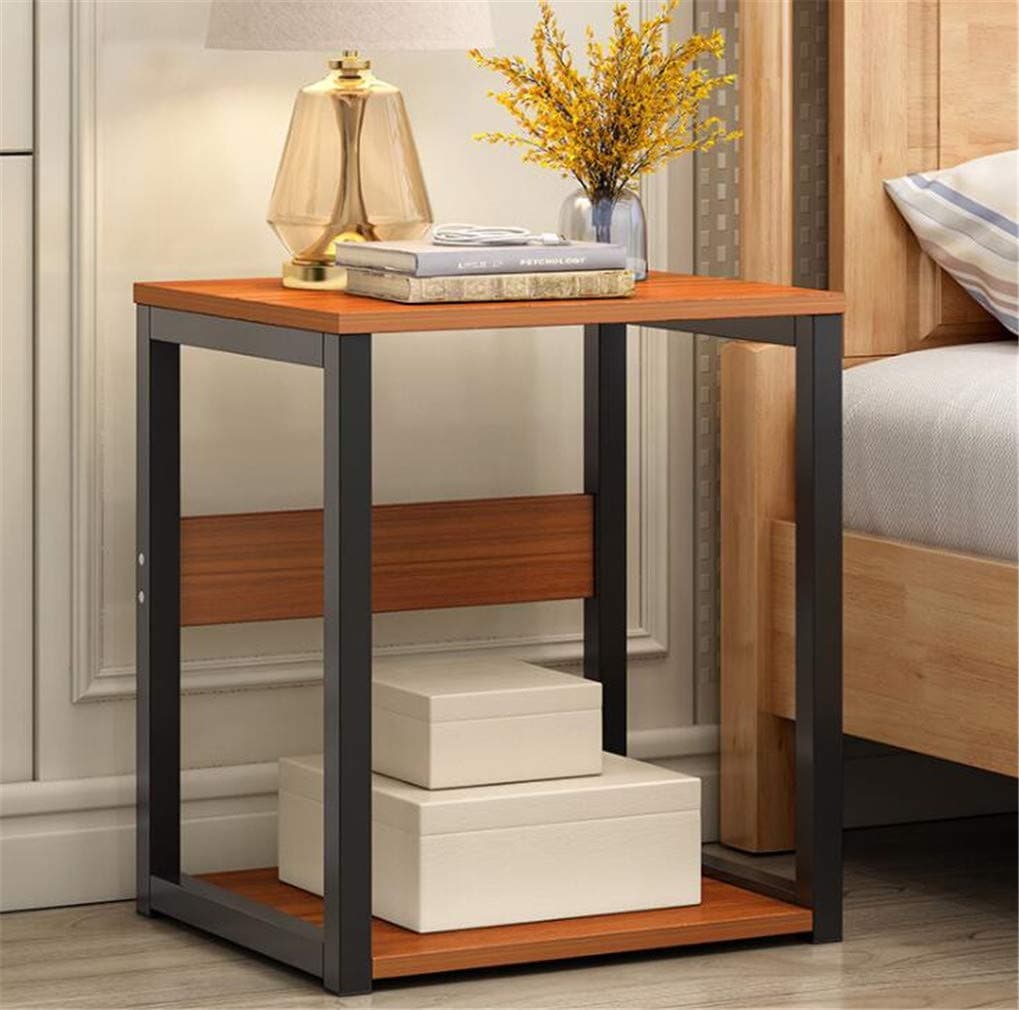 STEAM PANDA Simple Bedside Table Locker Bedroom Cabinet Simple Modern Storage Cabinet 40x35x50cm Stable Steel Frame MDF Brown