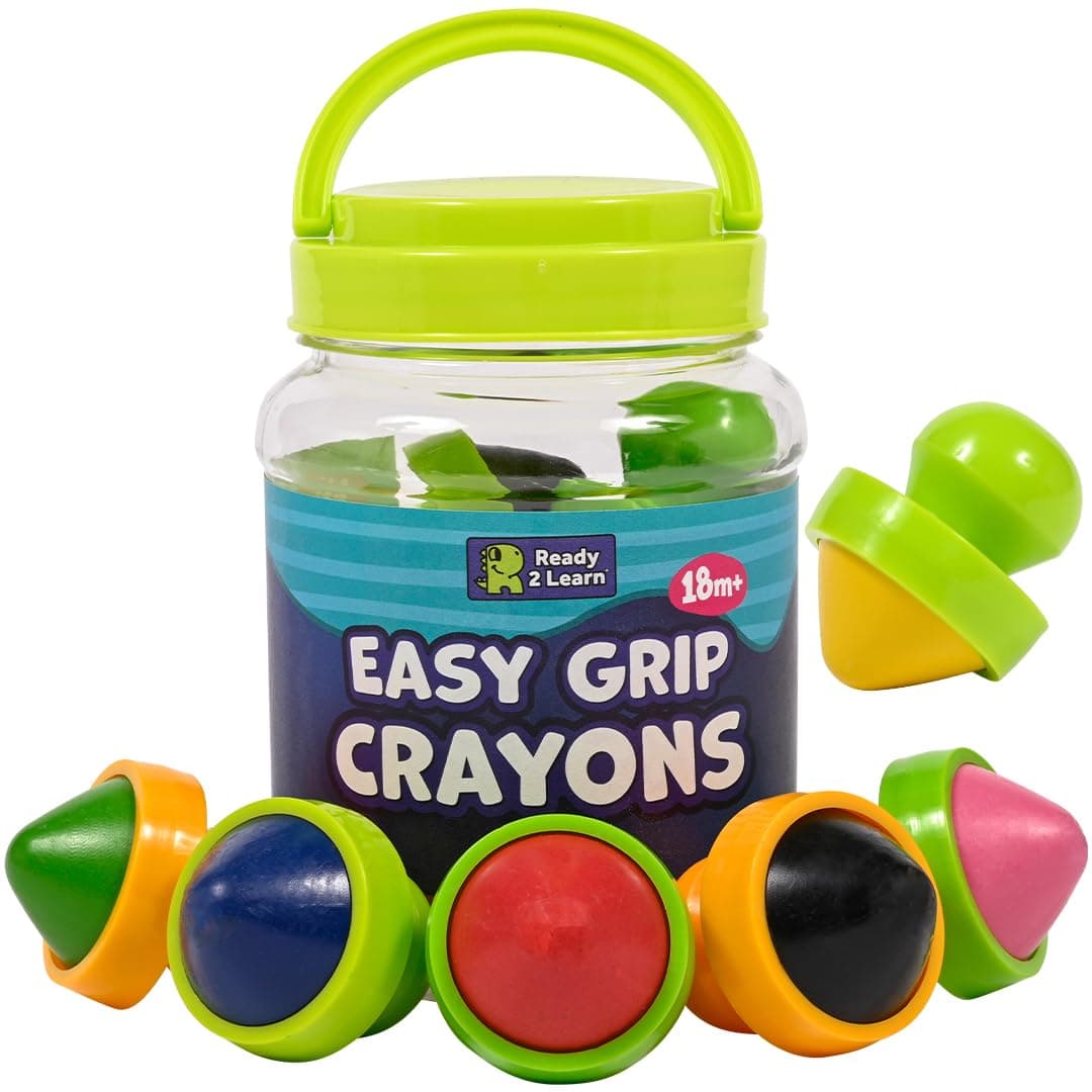 READY 2 LEARN Easy Grip Crayons | Non Toxic | Six Colors | 18m+ | Chunky, Palm-Grasp Toddler Crayons | Easy to Hold | Refills Available