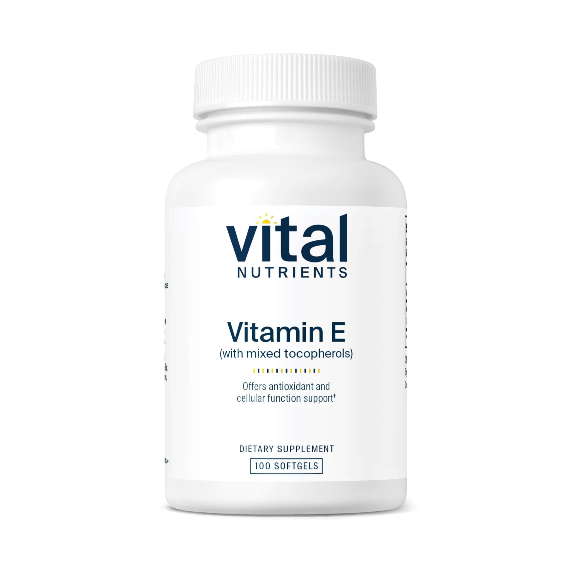 Vitamin E with Mixed Tocopherols - Potent Antioxidant Vitamin E Supplements to Support Cardiovascular Health* - Gluten and Dairy Free - Non-GMO - 100 Softgels
