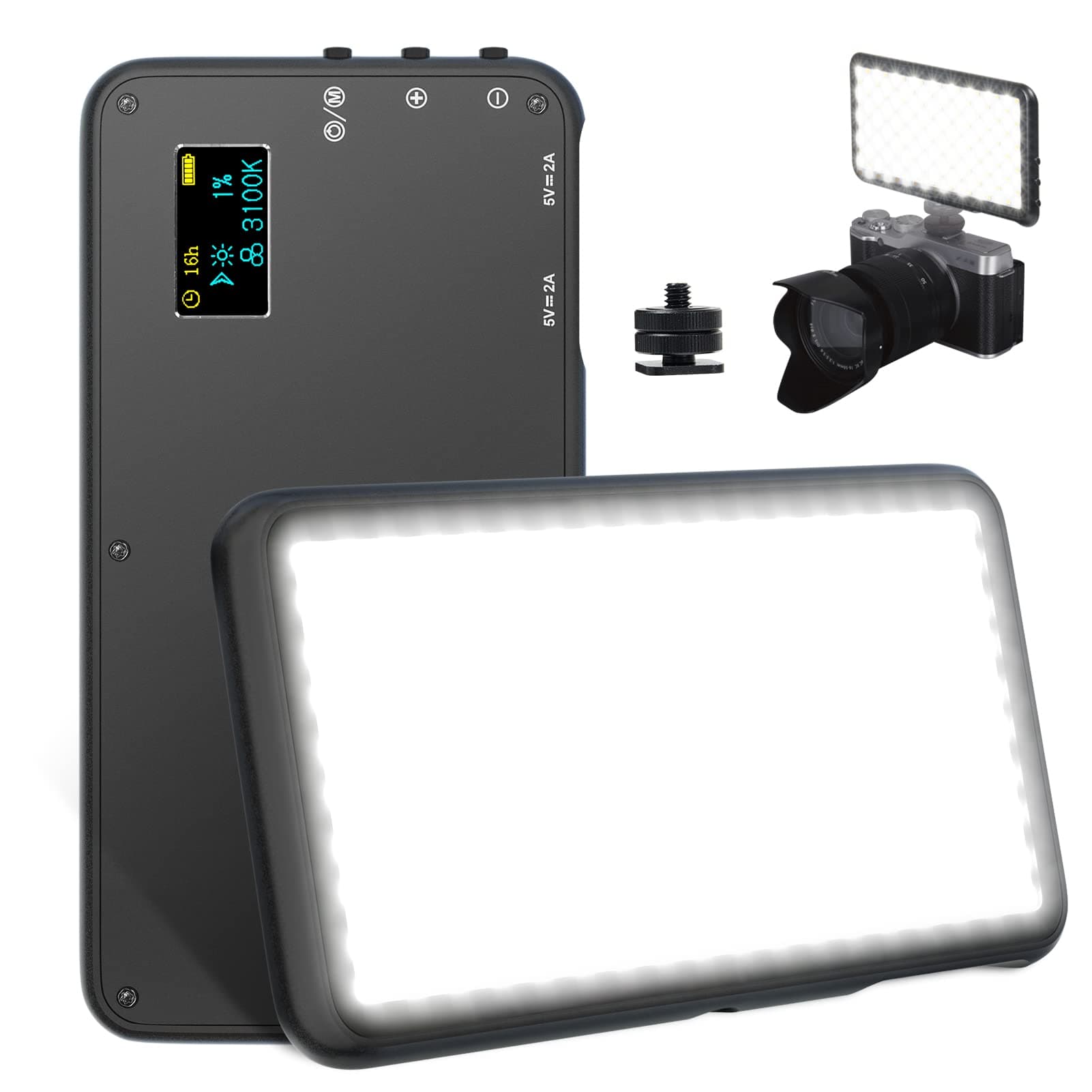 DEEPLITE Bicolor Panel LED Video Light for Professional DSLR Cameras, Portable Slim Fill Light for Photo Video Live Stream fits Nikon,Canon Sony, Fast Charging, Dimmable Lights with LCD Display.