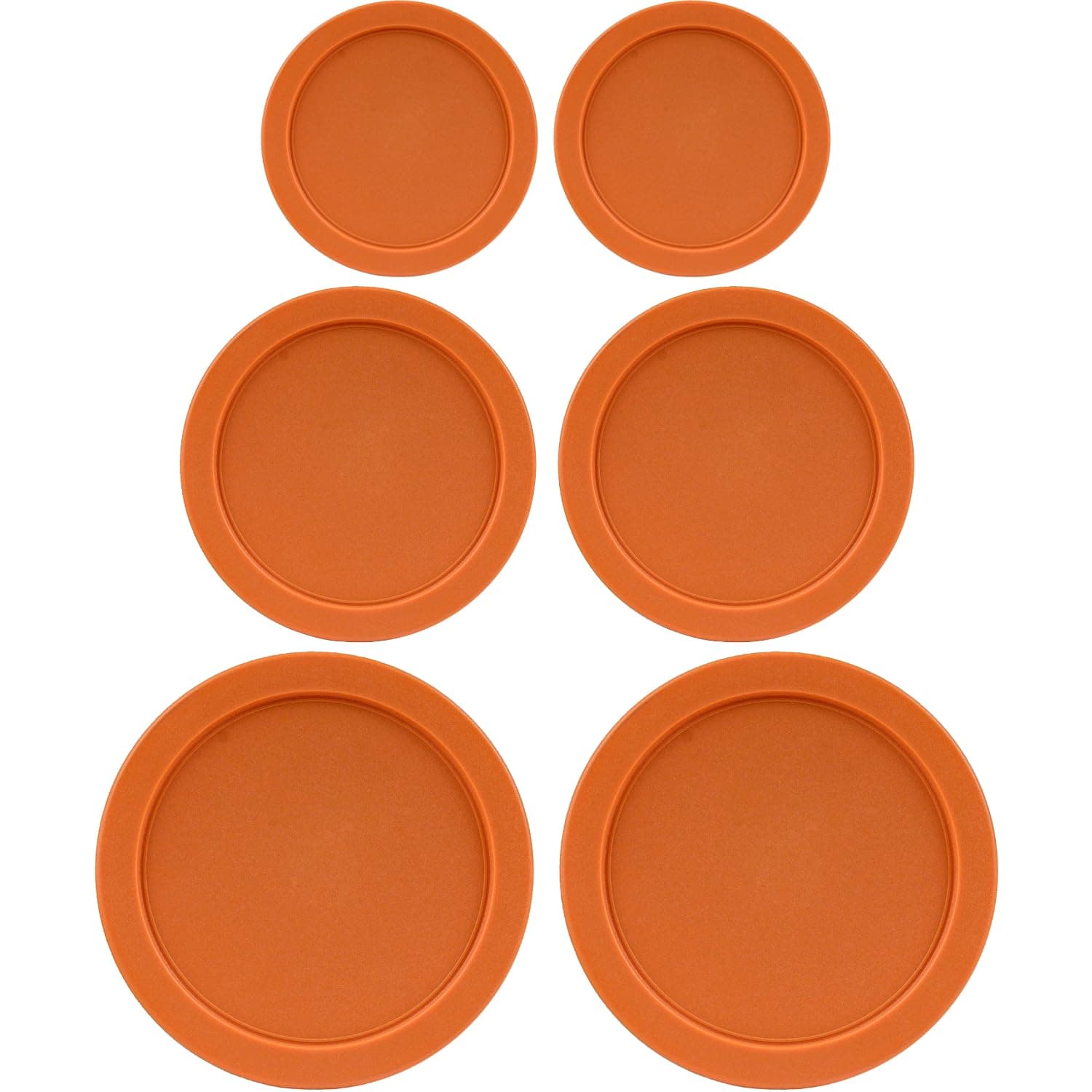 Replacement Lids for Pyrex Containers Round Glass Food Plastic (2) 2-Cup (2) 4-Cup (2) 7-Cup (Orange)