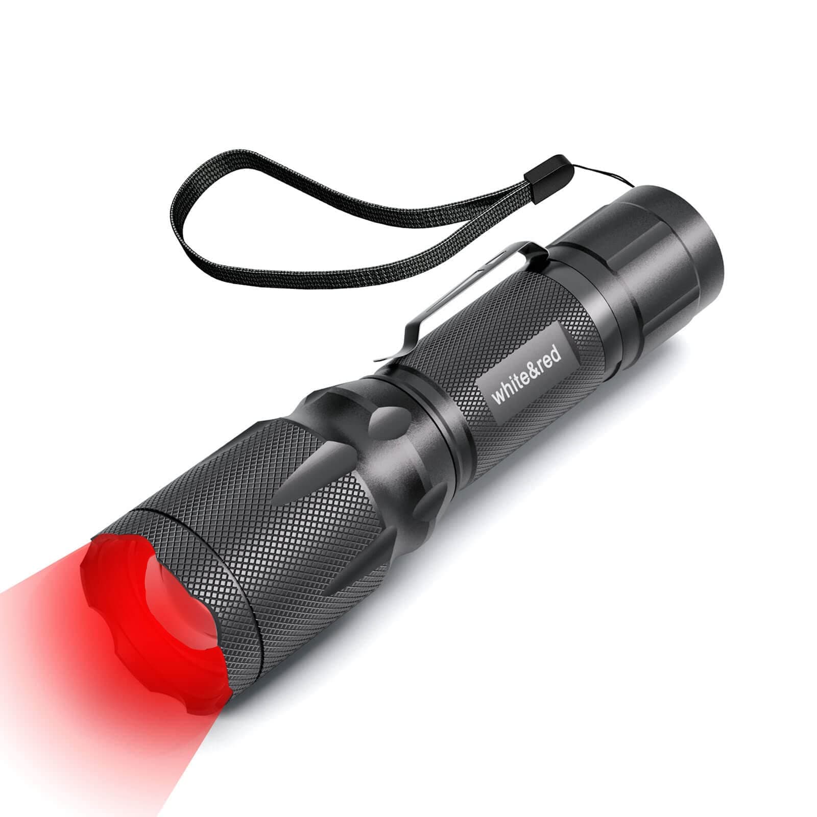 Upgraded Red Flashlight, Bright White &High/Low Power Red Light Options with Memory, Zoom Lens, Portable Weatherproof LED Small Torch for Aviation, Astronomy, Night Vision