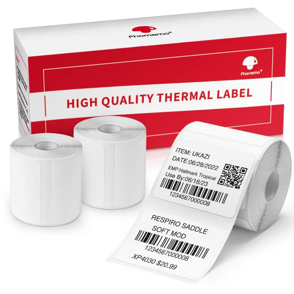 Phomemo 690 PCs Thermal Label - 1.57'' x 1.18'' (40x30mm) Labels Tape for M110/M220/M108/M250/M260/M120/M200/M221/M150/M160 Label Maker, Multipurpose Barcode Stickers, 230 Pcs/Roll