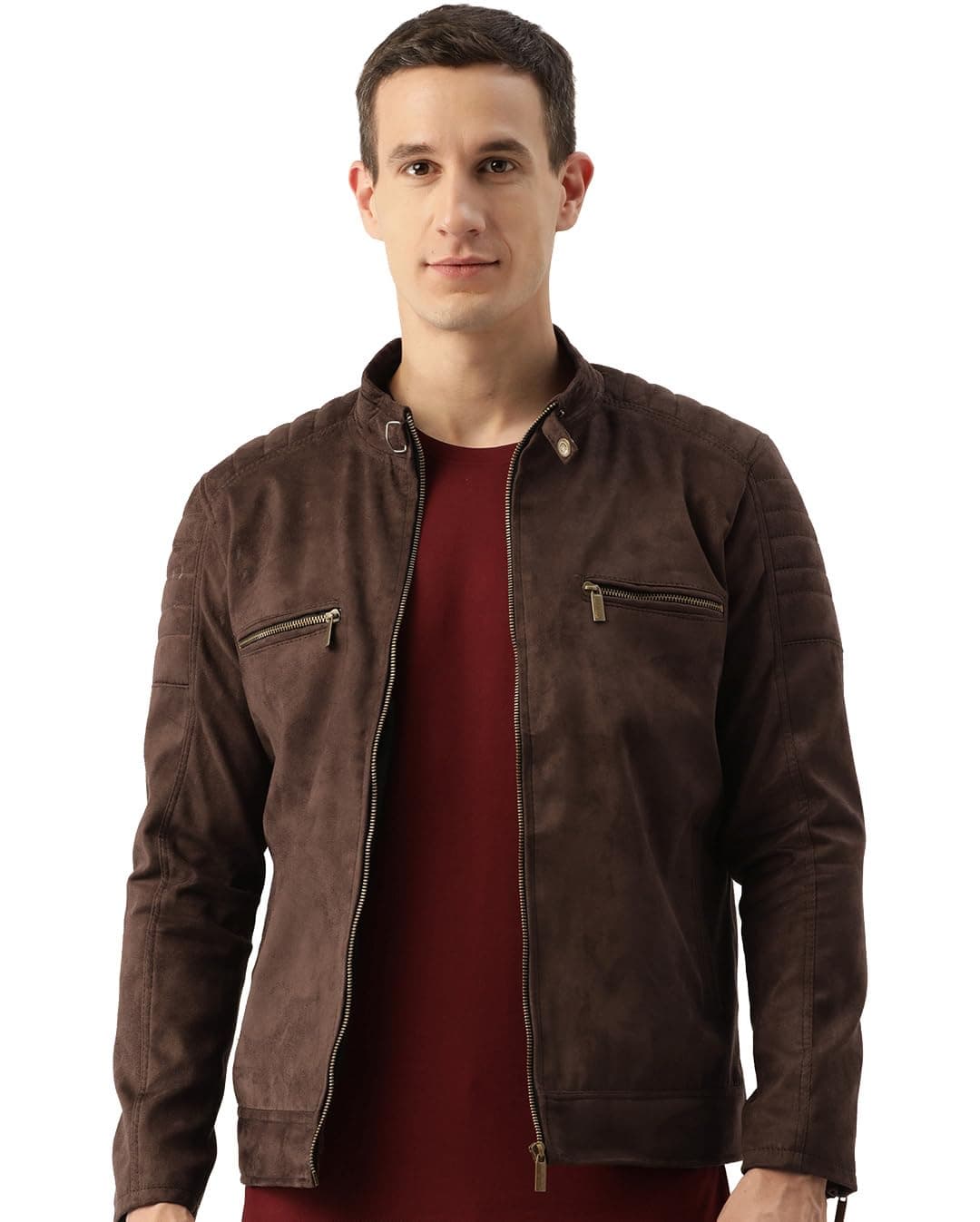 Coffee-Colored Suede Jacket For Men's