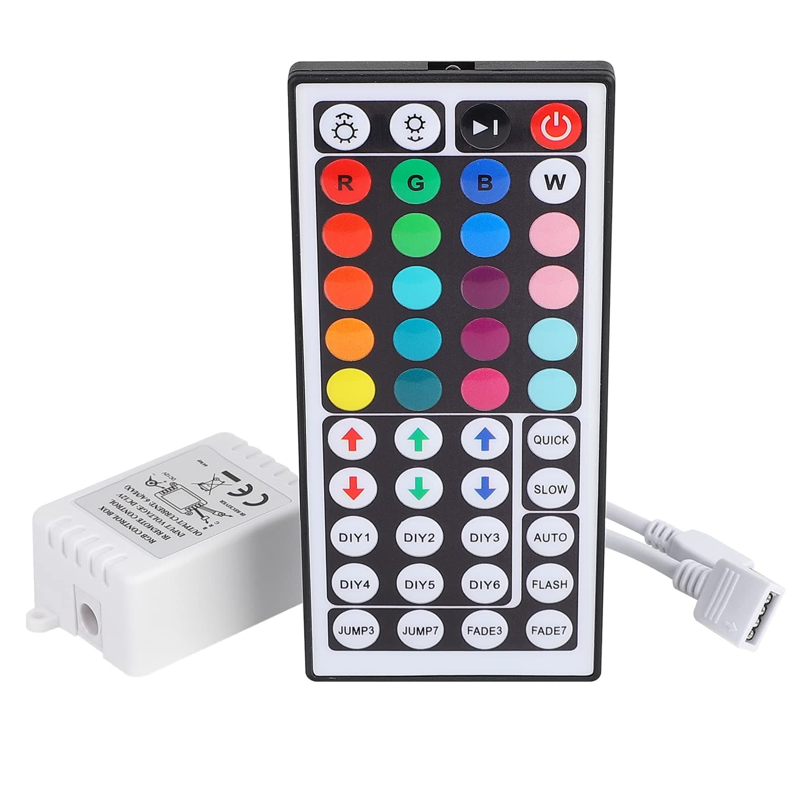SUPERNIGHT RGB LED Light Strip Remote Controller, Dimmer for RGB LED Strip Lights, 44 Key Wireless IR Remote Controller for SMD 5050 3528 Rope Lights