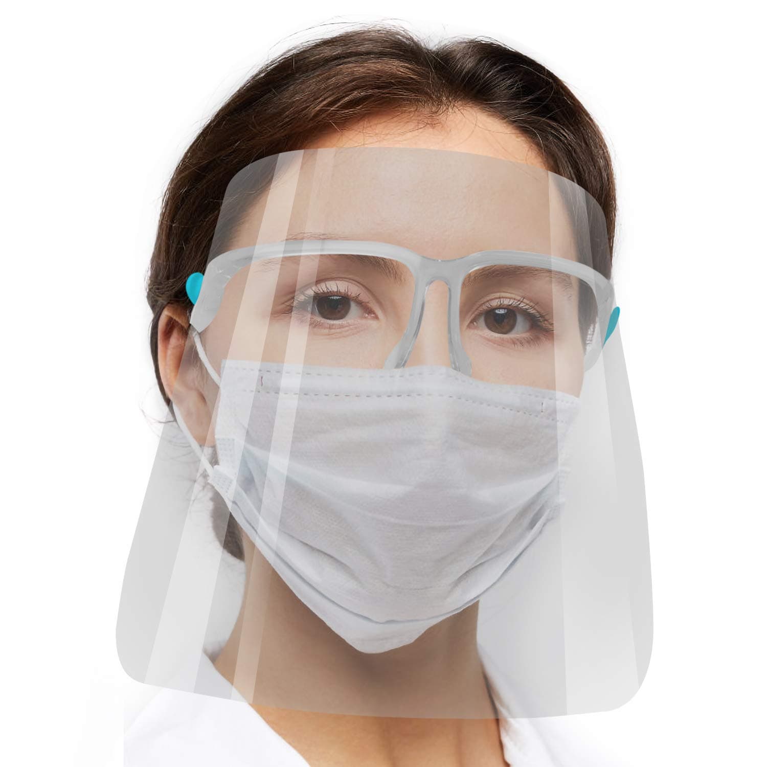 【US STOCK 3-7 Weekdays】100 PCS Face Shields with Full Face Protective, Transparent Plastic Face Shields with Elastic Band and Comfort Sponge, Anti-fog Adjustable Dental Face Shield for Men/Women