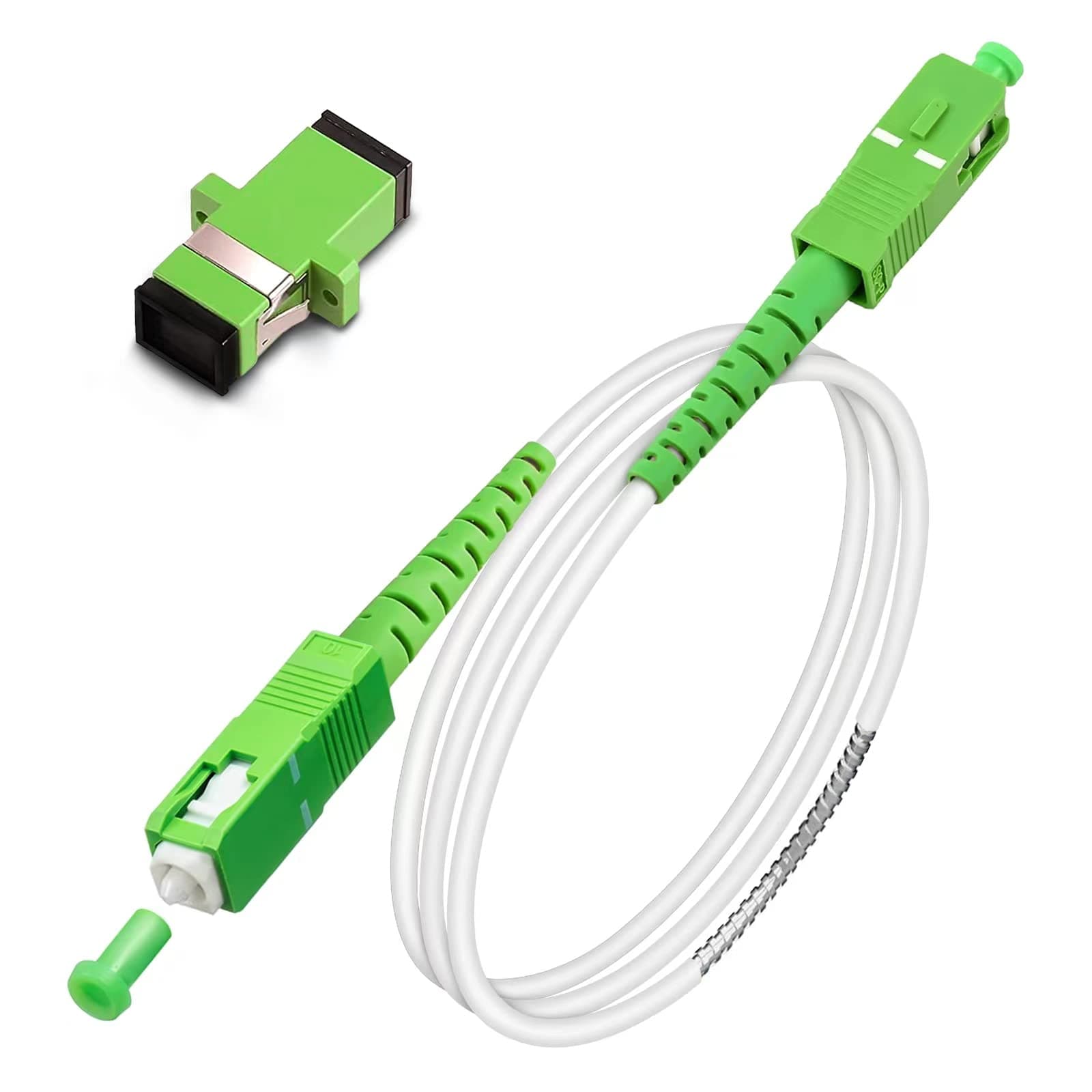 - SC/APC to SC/APC Fiber Optic Internet Cable, Armored Single Mode Patch Cable, Fiber Optic Jumper Optical Patch Cord - SIMPLEX - 9/125um - OS1/OS2 Compatible, LSZH White, 1m