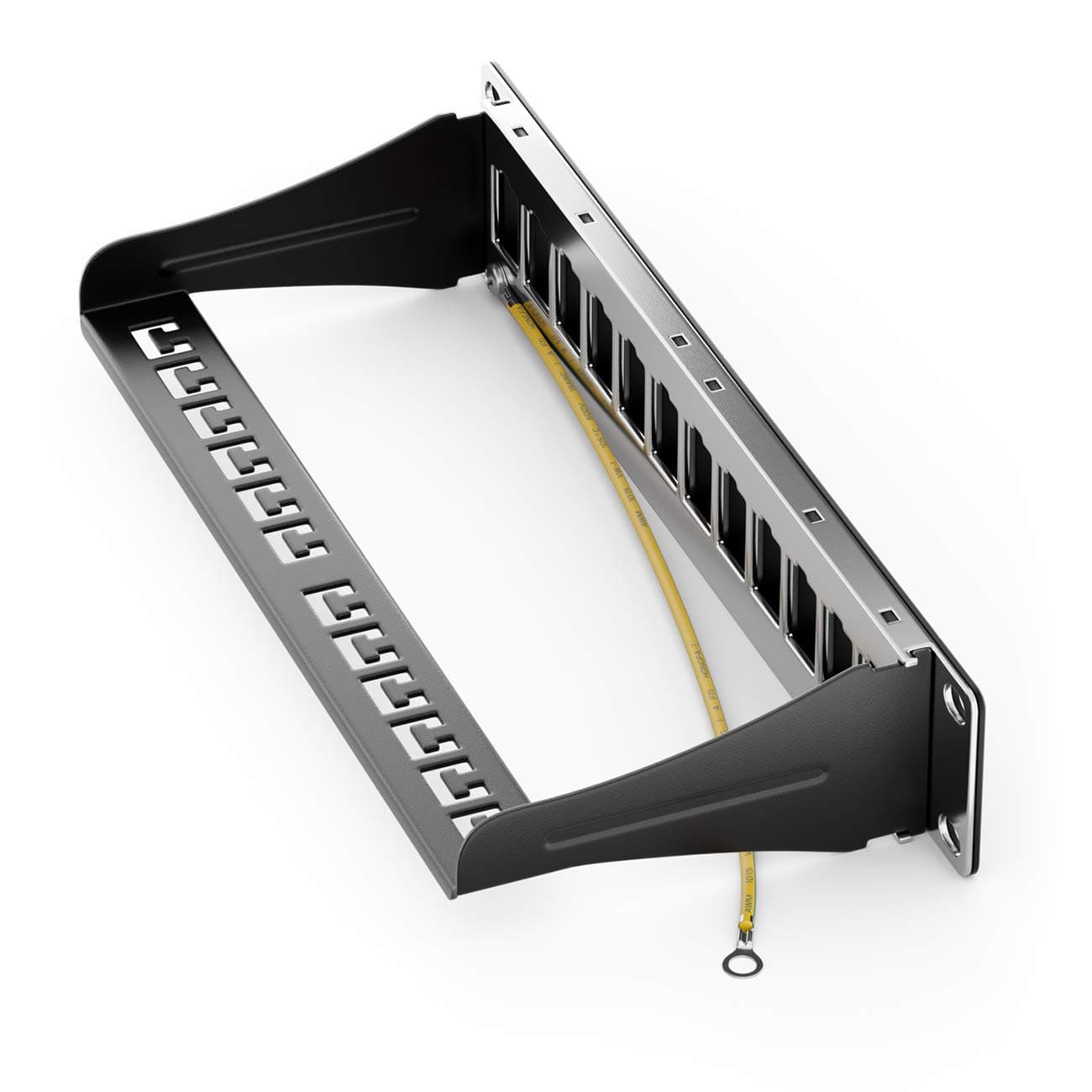 deleyCON 12 Port Patch Panel Modular for Keystone Modules 1U 10 Inches Rack Mounting Compatible CAT5 CAT6 CAT7 CAT8 LAN Network Black