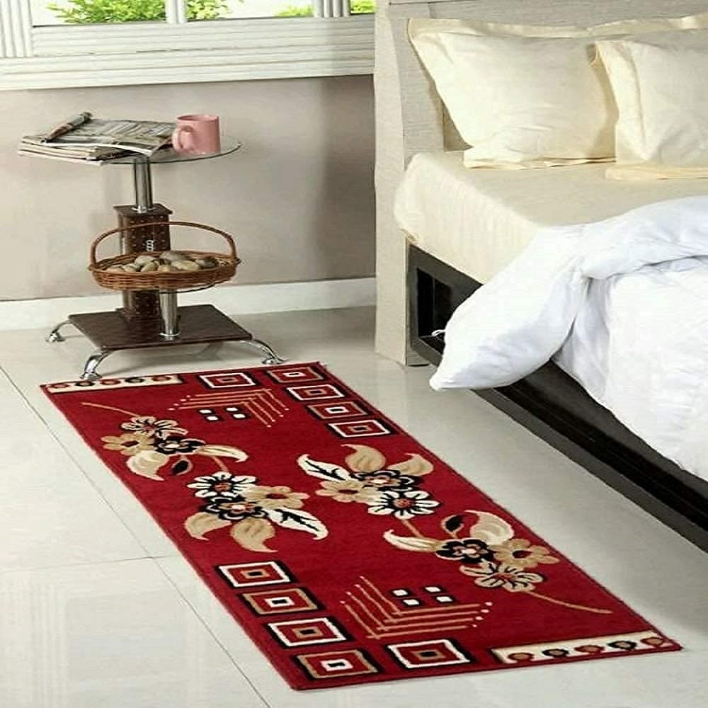 Guri Collection Solid Modern Contemporary Shaggy Carpet (Maroon, Polypropylene Polyester)
