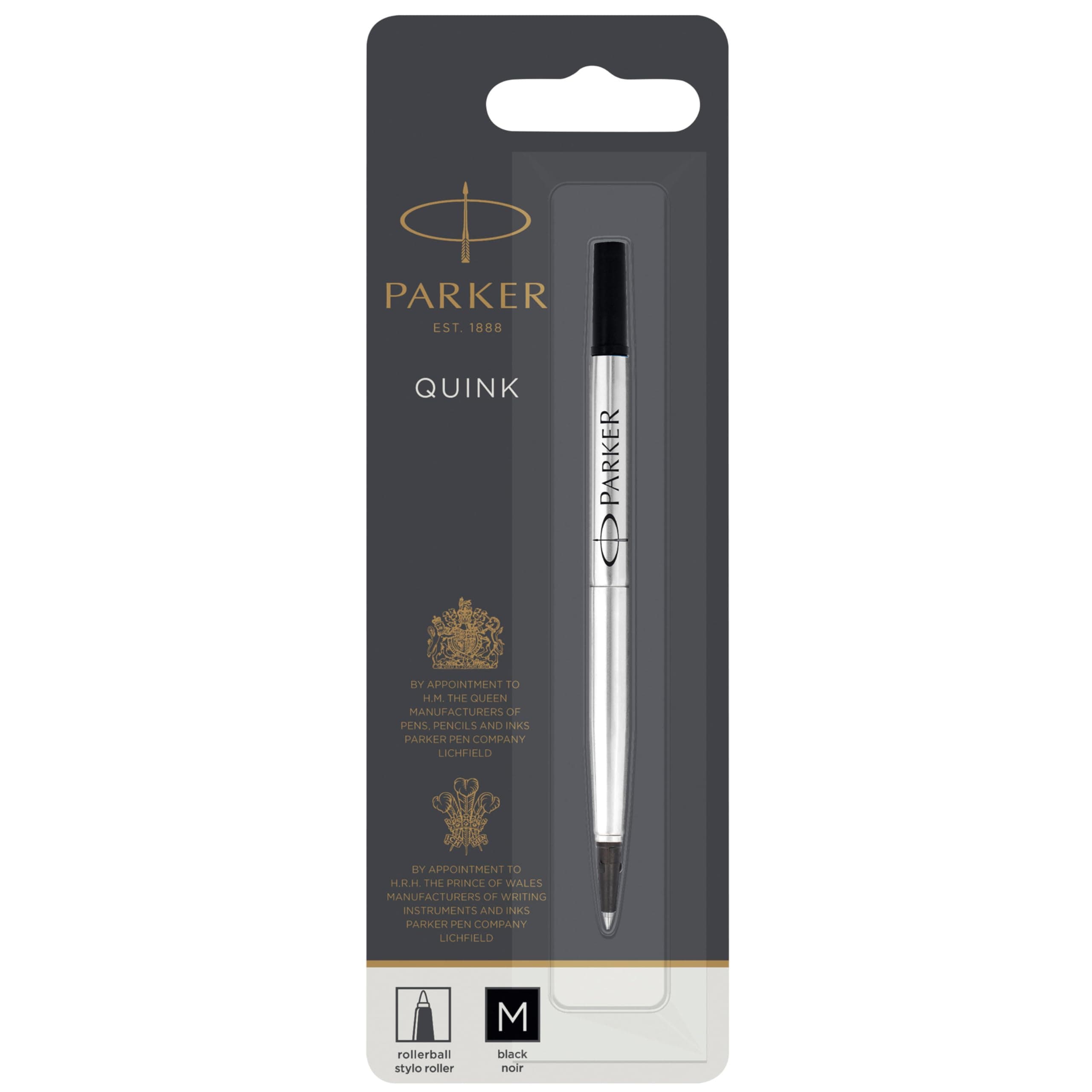 Rollerball Pen Refill | Medium Point | Black QUINK Ink | 1 Count