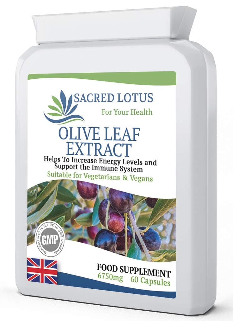 Olive Leaf Extract HIGH Strength 6750 MG X 60 Capsules - Manufactured in UK to GMP Standards- Sacred Lotus