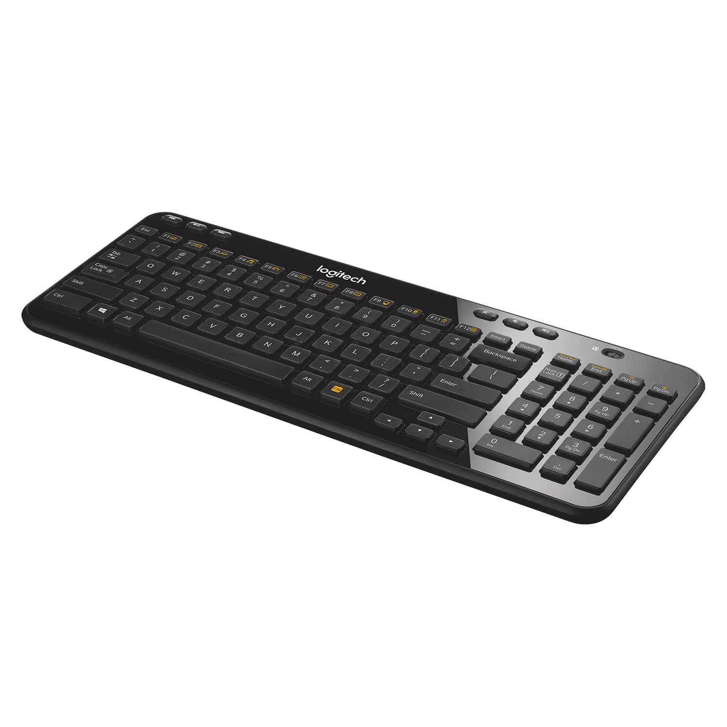 K360 Wireless USB Desktop Keyboard — Compact Full Keyboard, 3-Year Battery Life (Glossy Black)