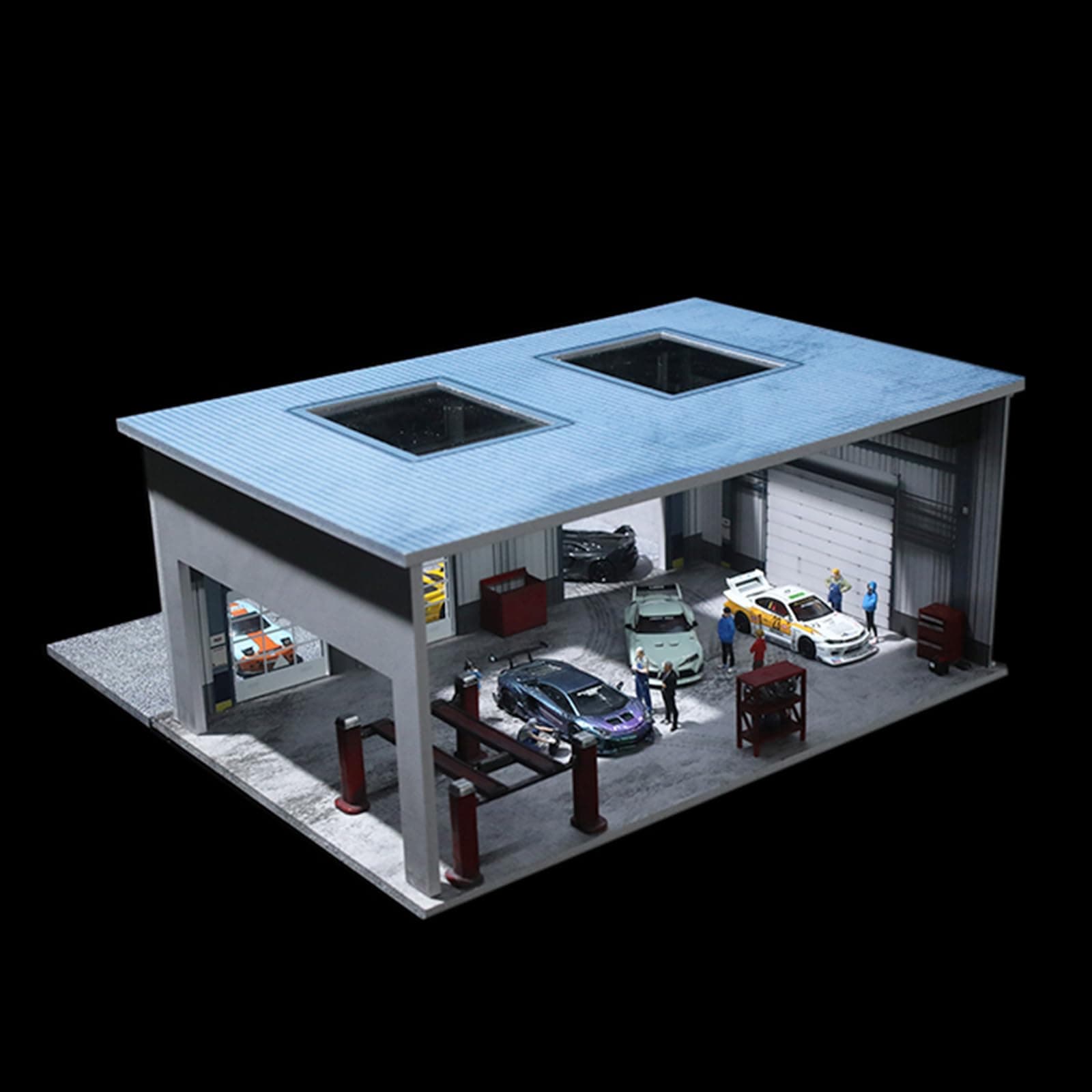 Diorama Hot Wheel Display Case - 1/64 Scale Model Car Display Case, 1:64 Diorama Garage Scene for Storage Organize Show Off Display(Factory Building)