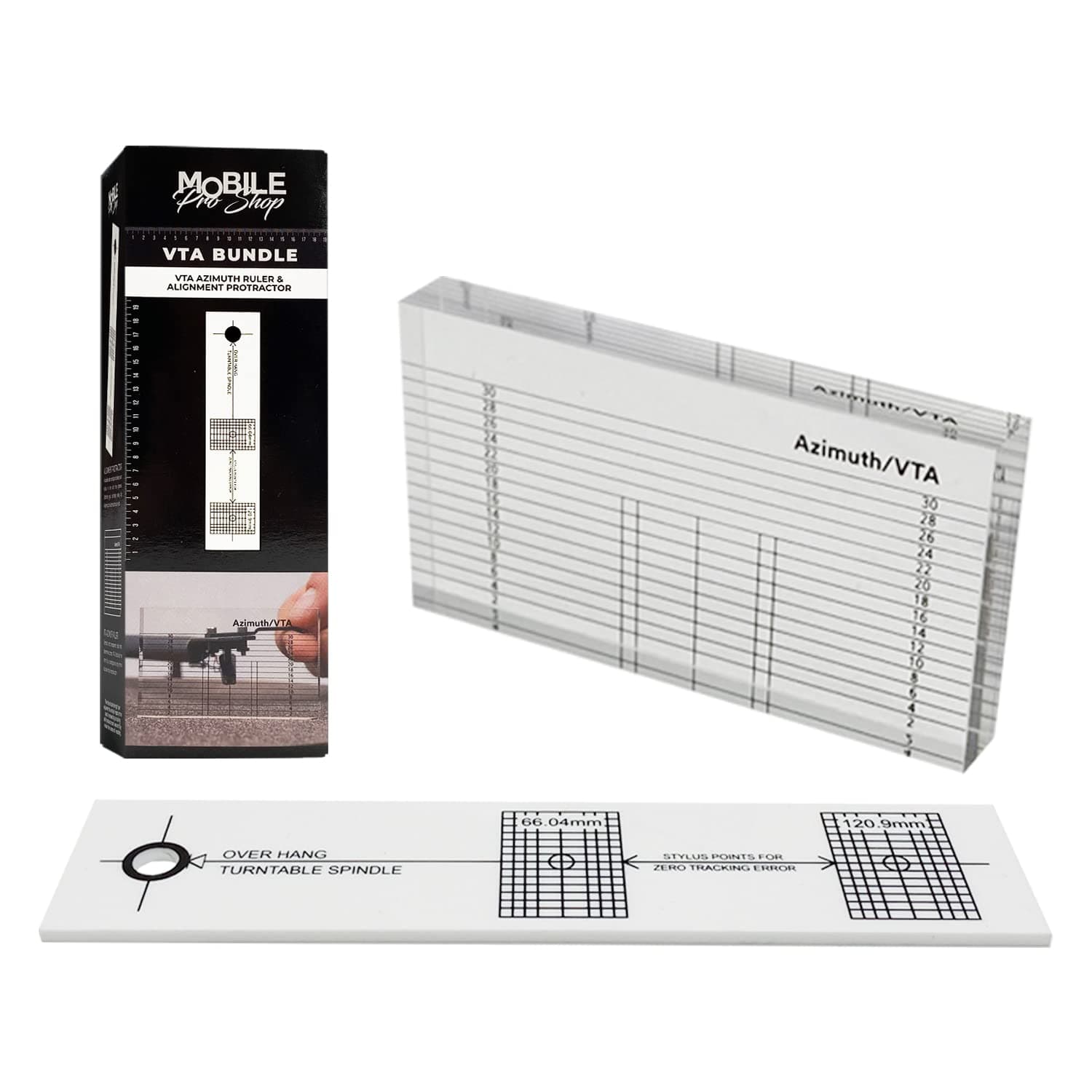 Turntable Azimuth Cartridge Alignment Protractor Set- Vinyl Record Player VTA Azimuth Ruler + Turntable Phono Cartridge Stylus Alignment Protractor