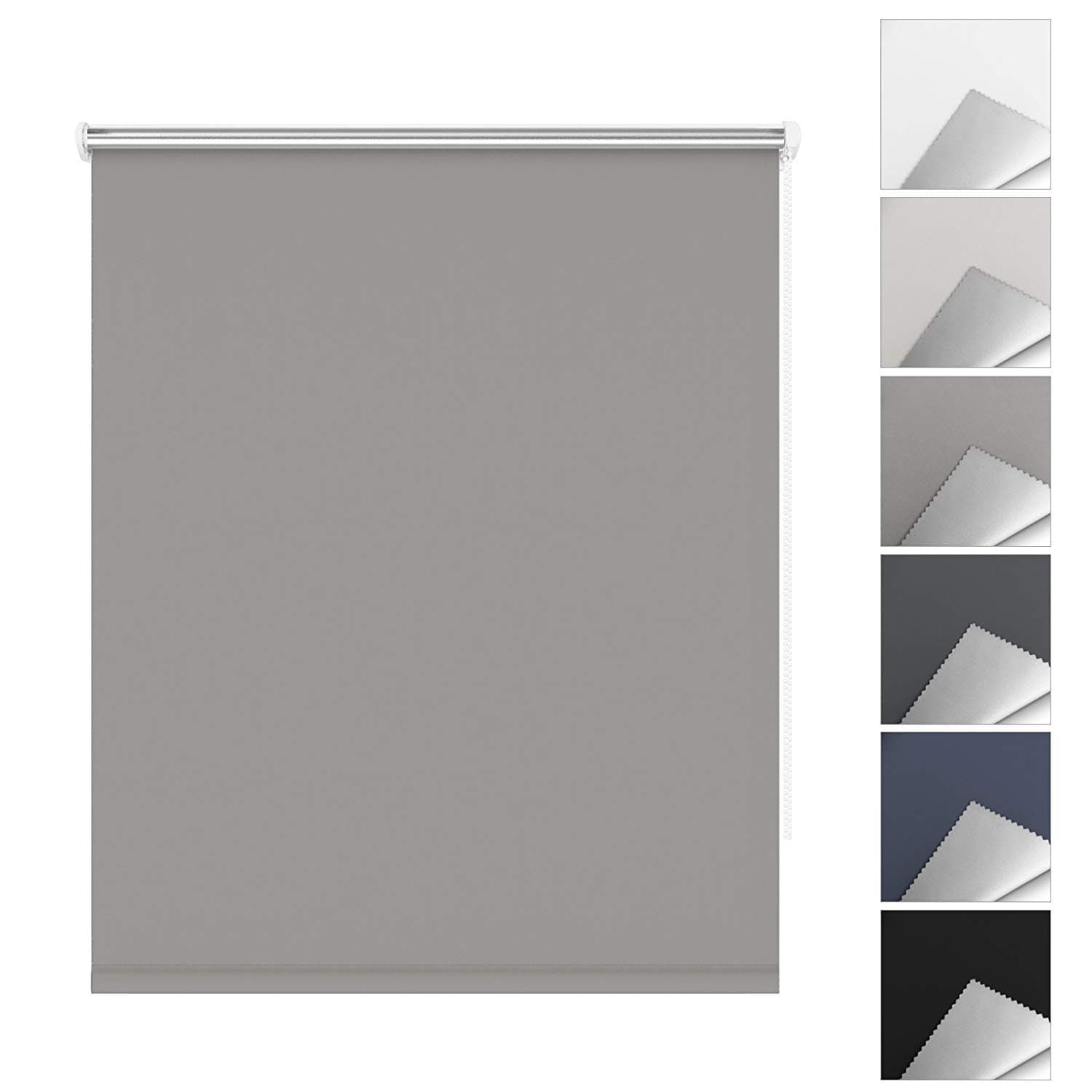SBARTAR Blackout Roller Blind - Grey Thermal fabric and Easy Fix - 75 x 170 cm (W x D)
