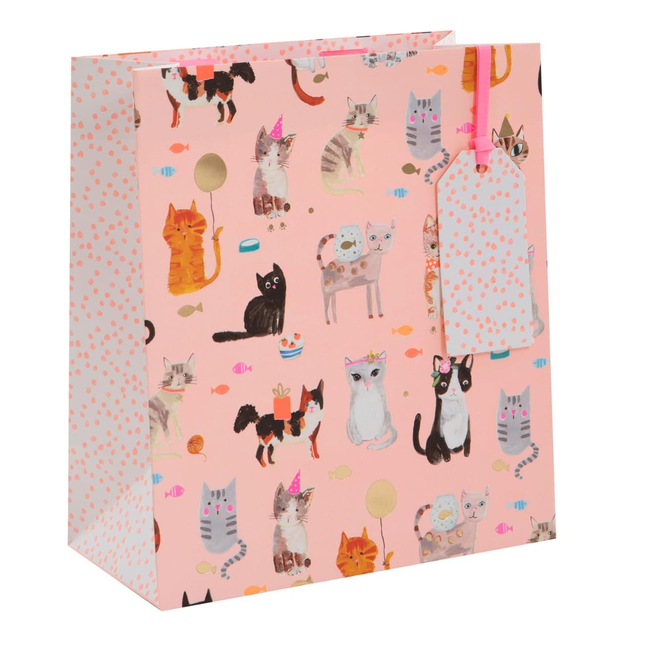 Glick Luxury Gift Bag, Cat Medium Gift Bag, Celebration Gift Bag, Birthday Cats Gift Bag, Cat Lover Gift Bag, Paper Salad Cats Whiskers Gift Bag, Gift Wrap Bag, 200x225x100mm, Multi-Colour, GMPS105