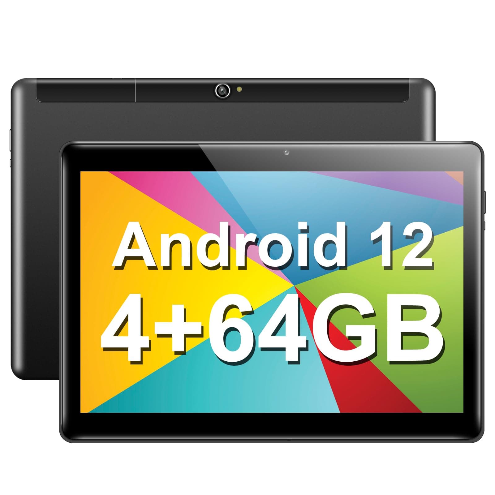 Padgene 10.1 Inch Android 12 Tablet, 4G Pad Phablet Tablets 4GB RAM 64GB ROM(TF 1TB), Octa-core CPU 2.0GHz, WiFi, 1920P Full HD Display, Type-C, Bluetooth, GPS, OTG, 6000mAh Battery