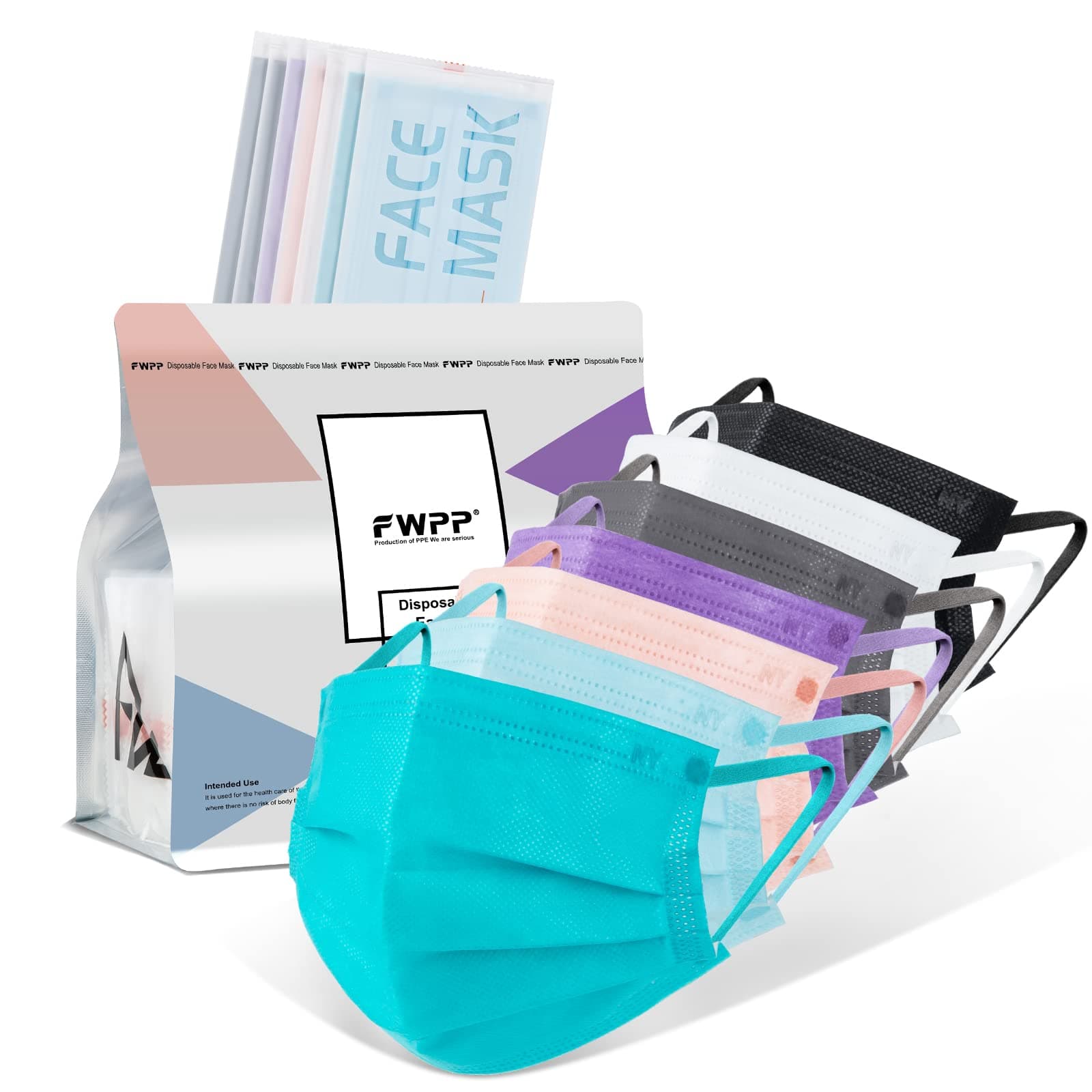 FWPP 4 Layer Earloop Disposable Face Masks 50 Pcs