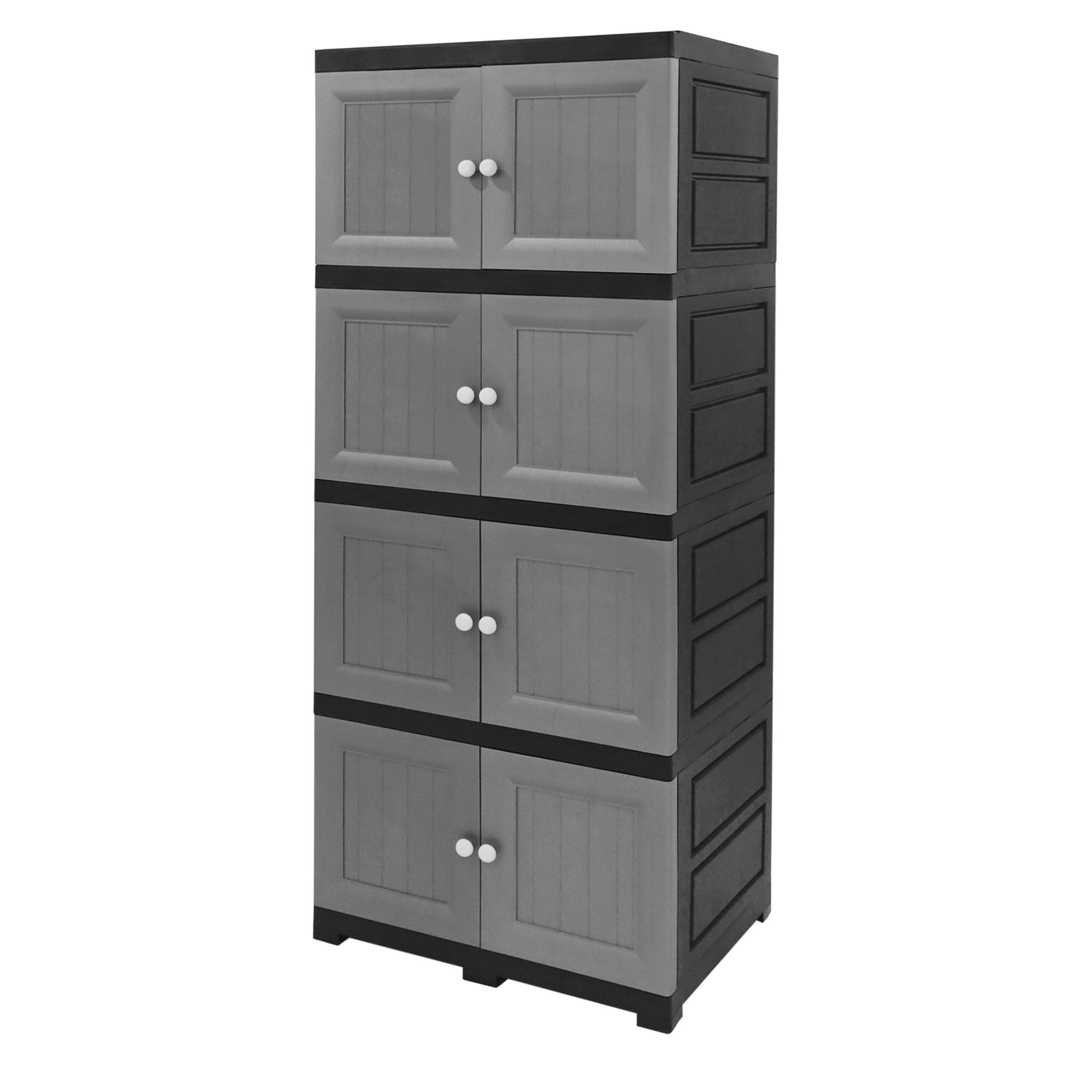Multi-Purpose Plastic Storage Unit, Cupboard, Household Cabinet with 4 Extra Large Compartments, Silver
