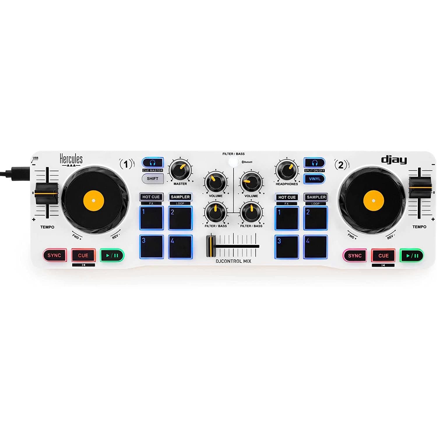 DJControl Mix – Bluetooth Wireless DJ Controller for Smartphones (iOS and Android) – dJay app – 2 Decks, White