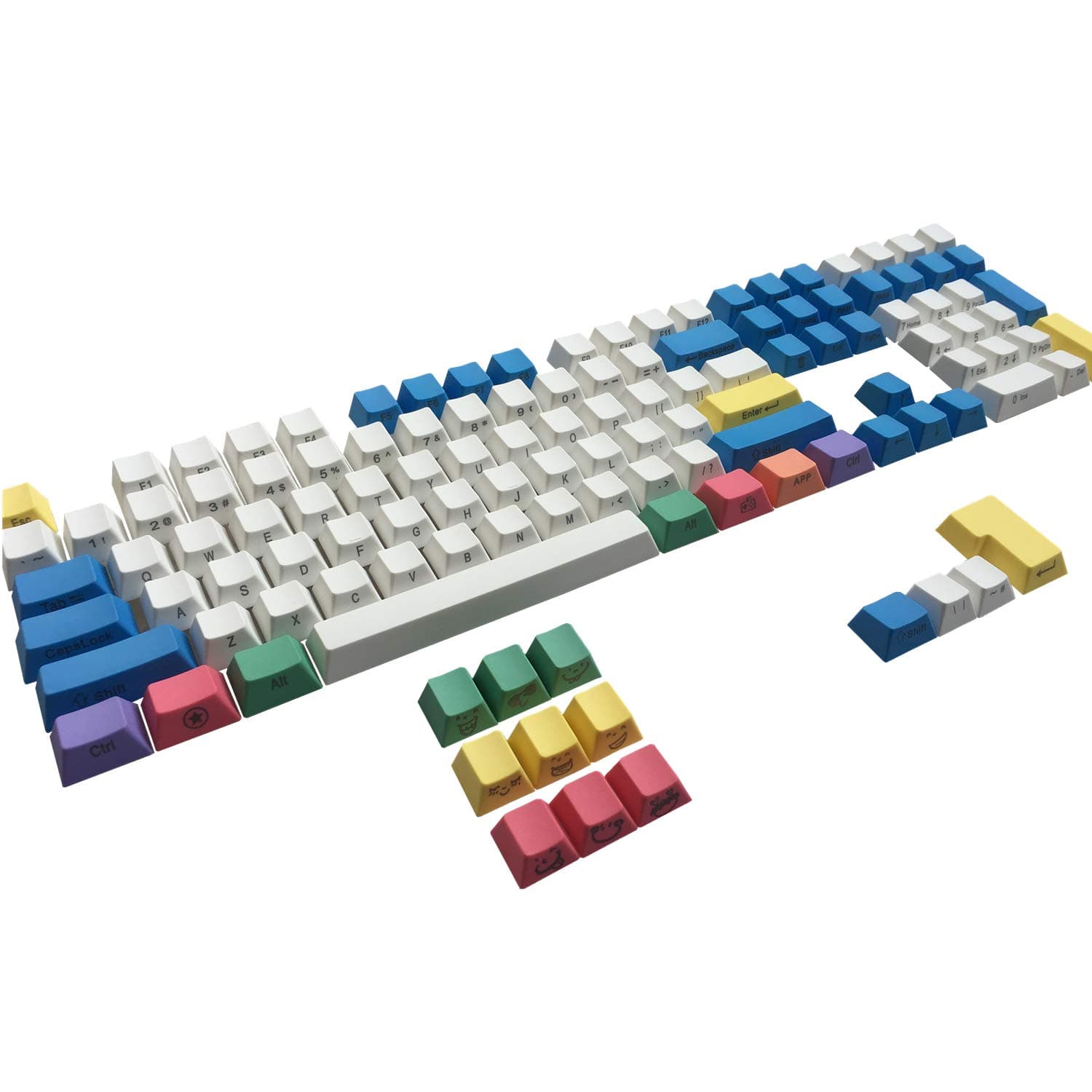 PBT Keycaps Side Printed Thick Cherry MX Key Caps Non-Backlit SeMi Profile for 60%/87/104/108 MX Switches Mechanical Gaming Keyboard(Chalk)