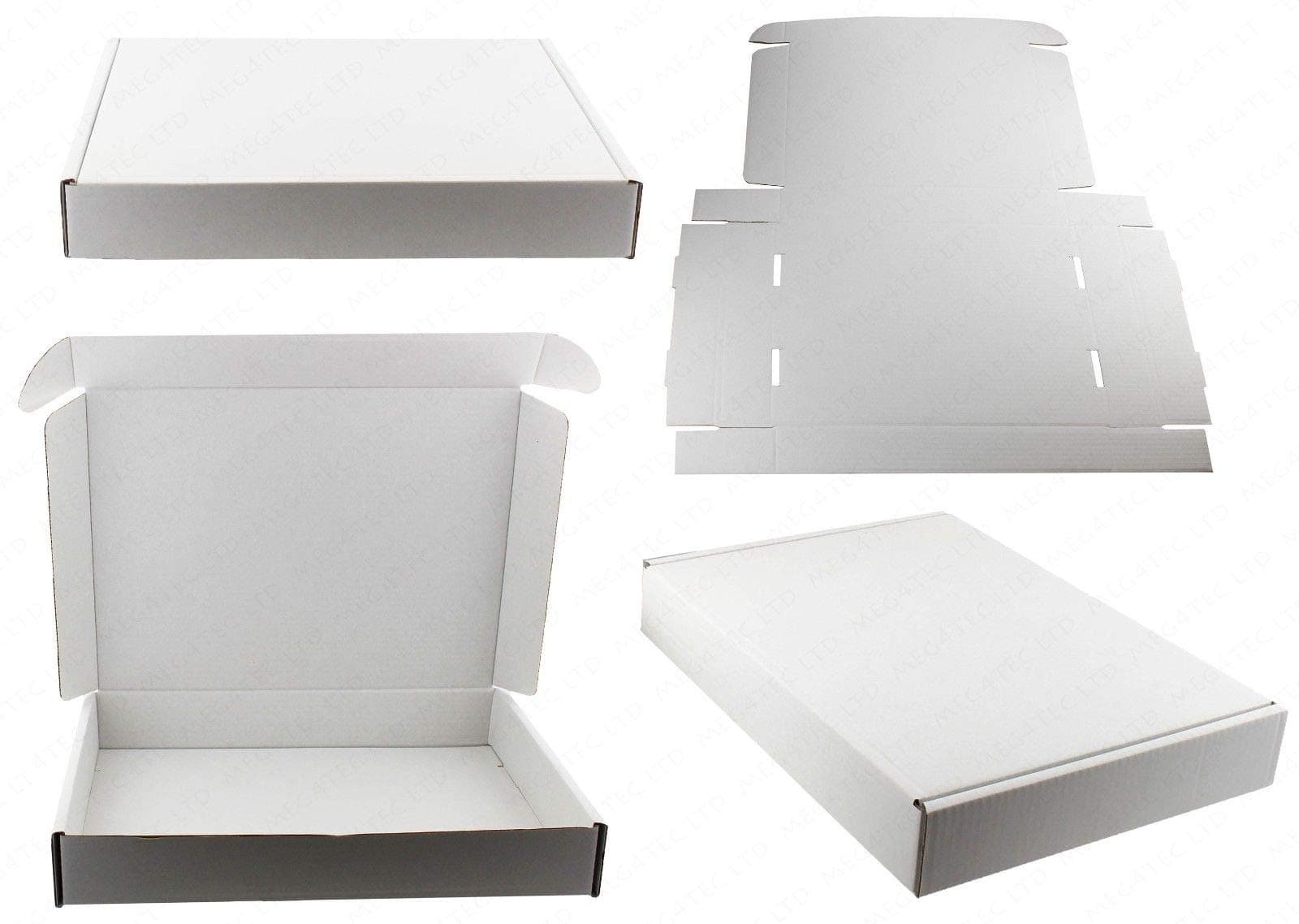 WHITE OR BROWN SHIPPING CARDBOARD BOXES POSTAL MAILING GIFT PACKET SMALL PARCEL (15.5" x 12" x 2.5", WHITE, 10)