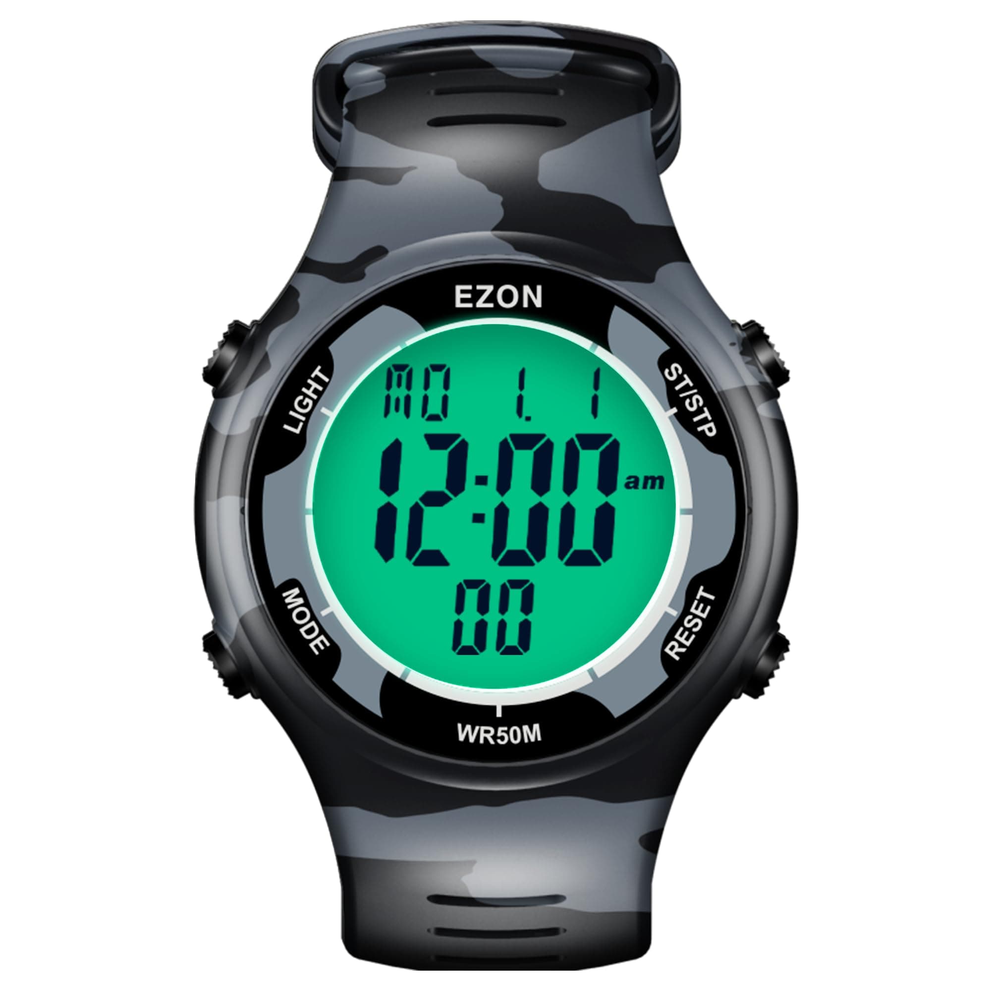 EZON Digital Watch 5ATM Waterproof Stopwatch with Countdown Timer/Chronograph/Lap Timing/EL Backlight/Alarm,Non Bluetooth,Digital Sports Watch for Men & Women