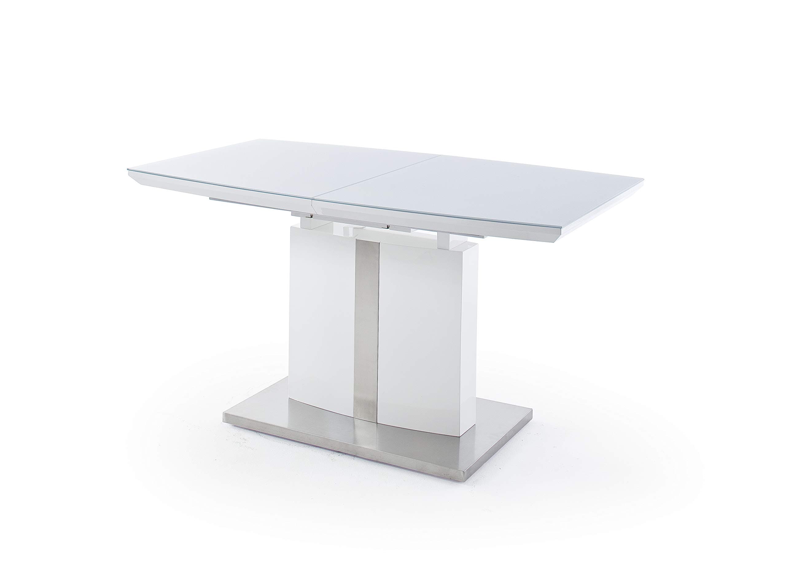 Large White High Gloss and Glass Top Extending Dining Table