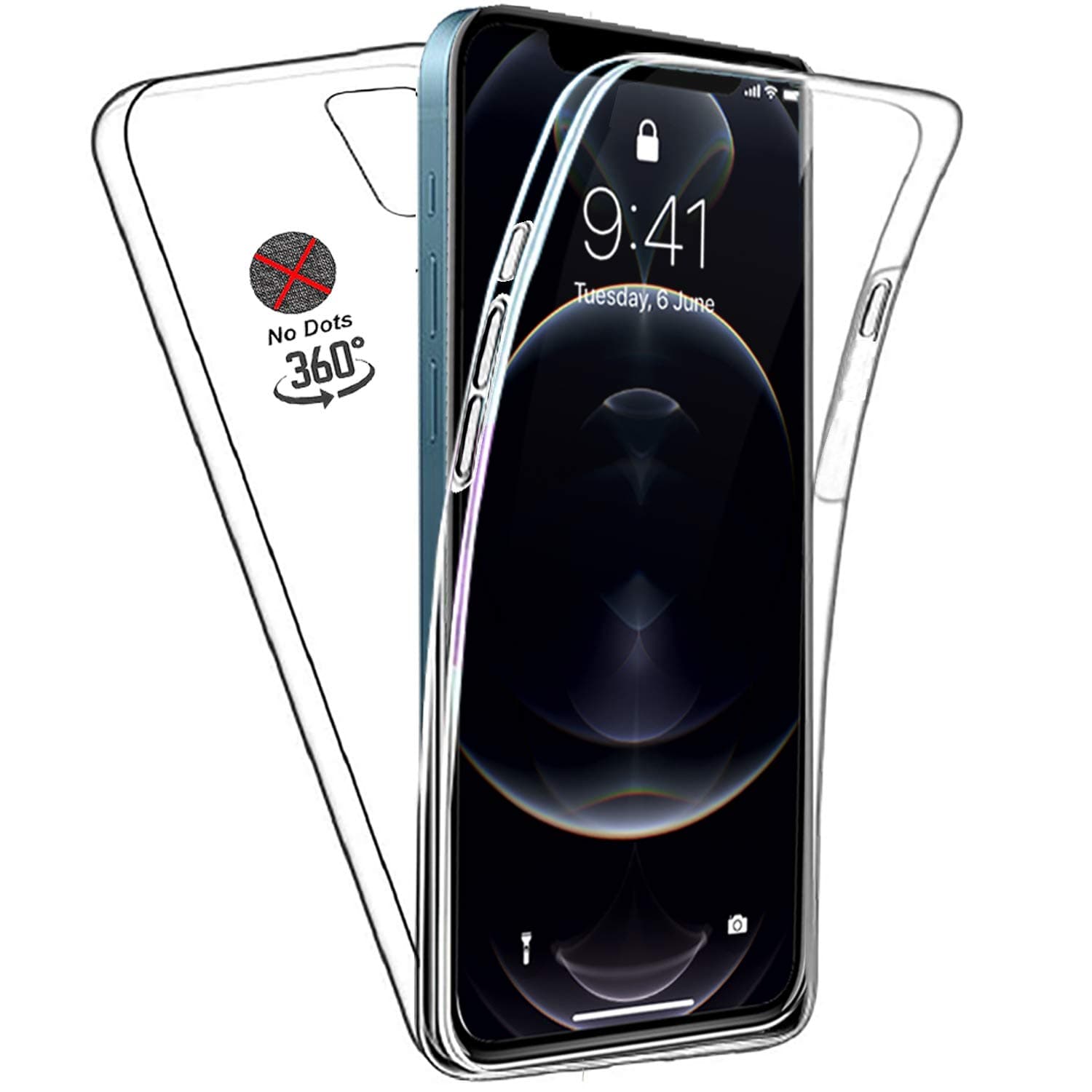 DN-Technology for iPhone 12 Pro 6.1 inch Case Clear 360 Front and Back Clear TPU Silicone Bumper Full Body Protective Slim Lightweight Phone Cover with Air Cushion Corners Crystal Transparent