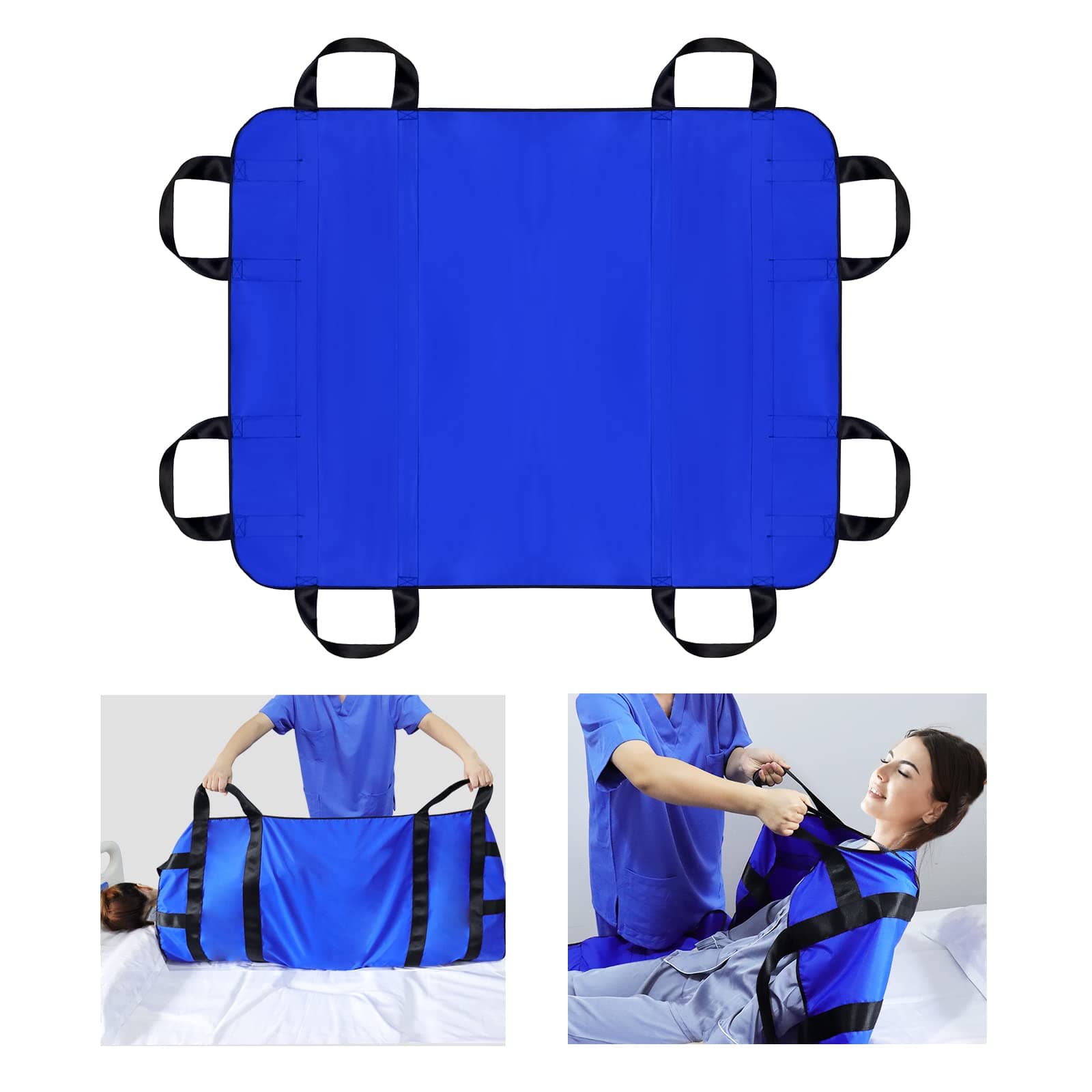 Transfer Sheet ,Patient Transfer Board with Eight Handles,Suitable for Obese People,Elderly People and Patients who Need to be transferred(120 * 100cm(48 * 40inch, Blue)
