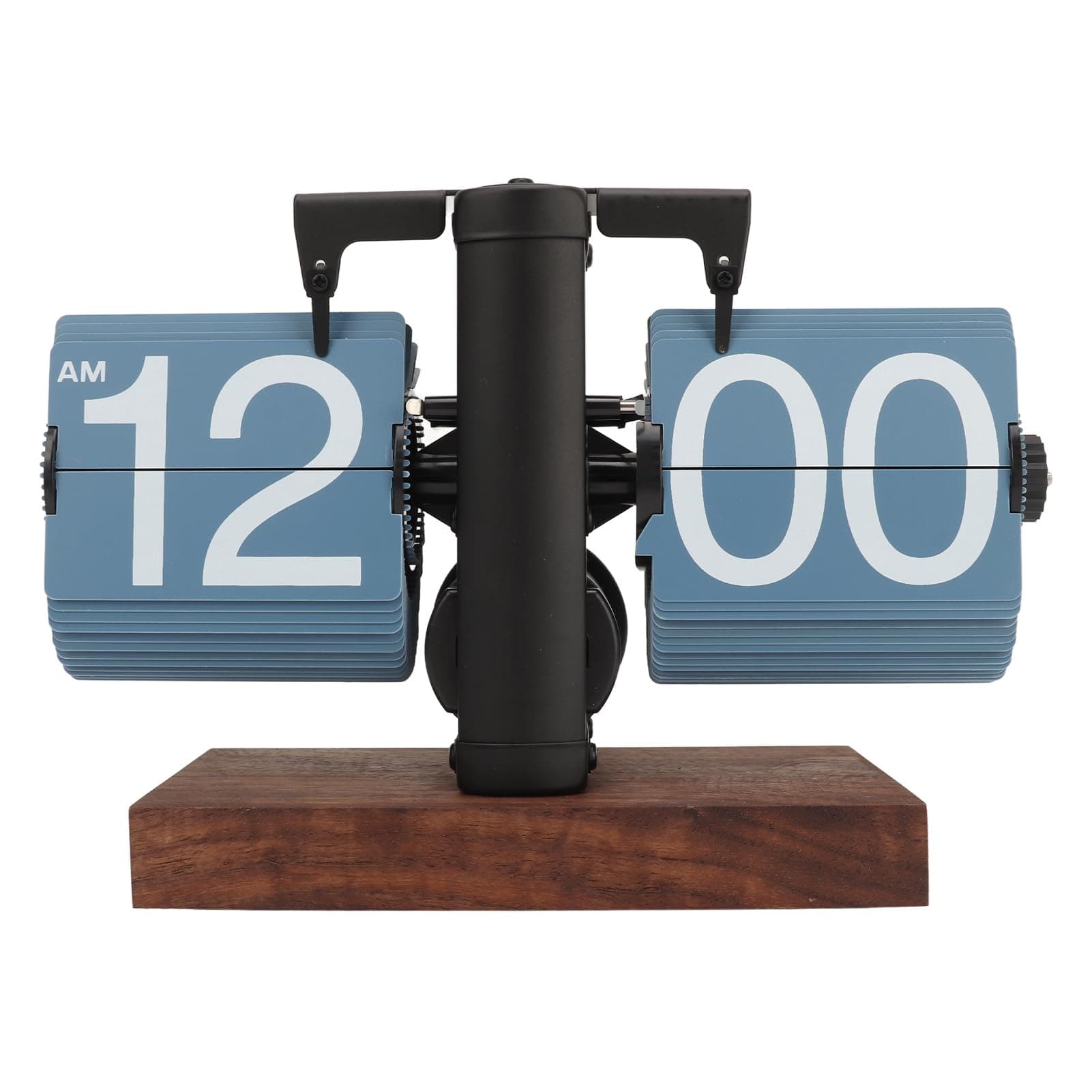 Digital Flip Down Clock, 12H AM/PM Display Mechanical Retro Digital Flip Desk Clock, Battery Powered Internal Gear Operated Tabletop Auto Flip Clock for Home & Office Decor (Blue)