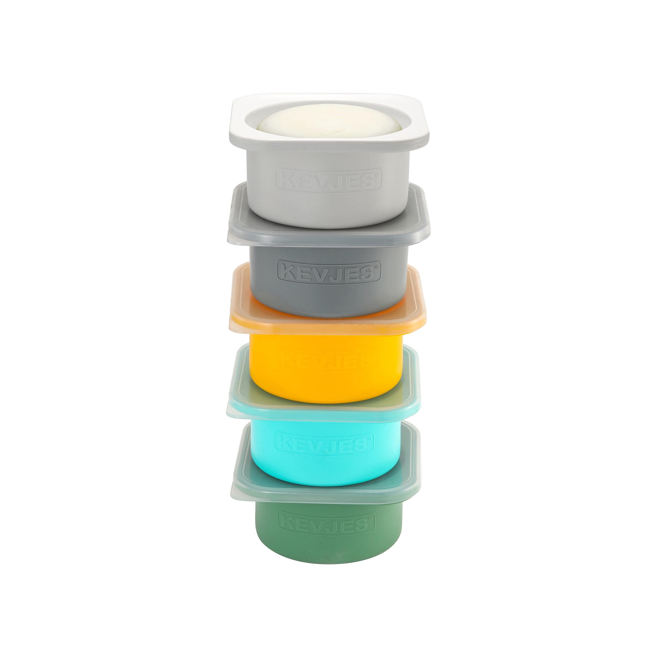 Stackable Silicone Artisan Pizza Dough Proofing Containers with Lids pizza making accessories (1 Yellow+1 Green+1Blue+1 Gray+1 Space Gray)