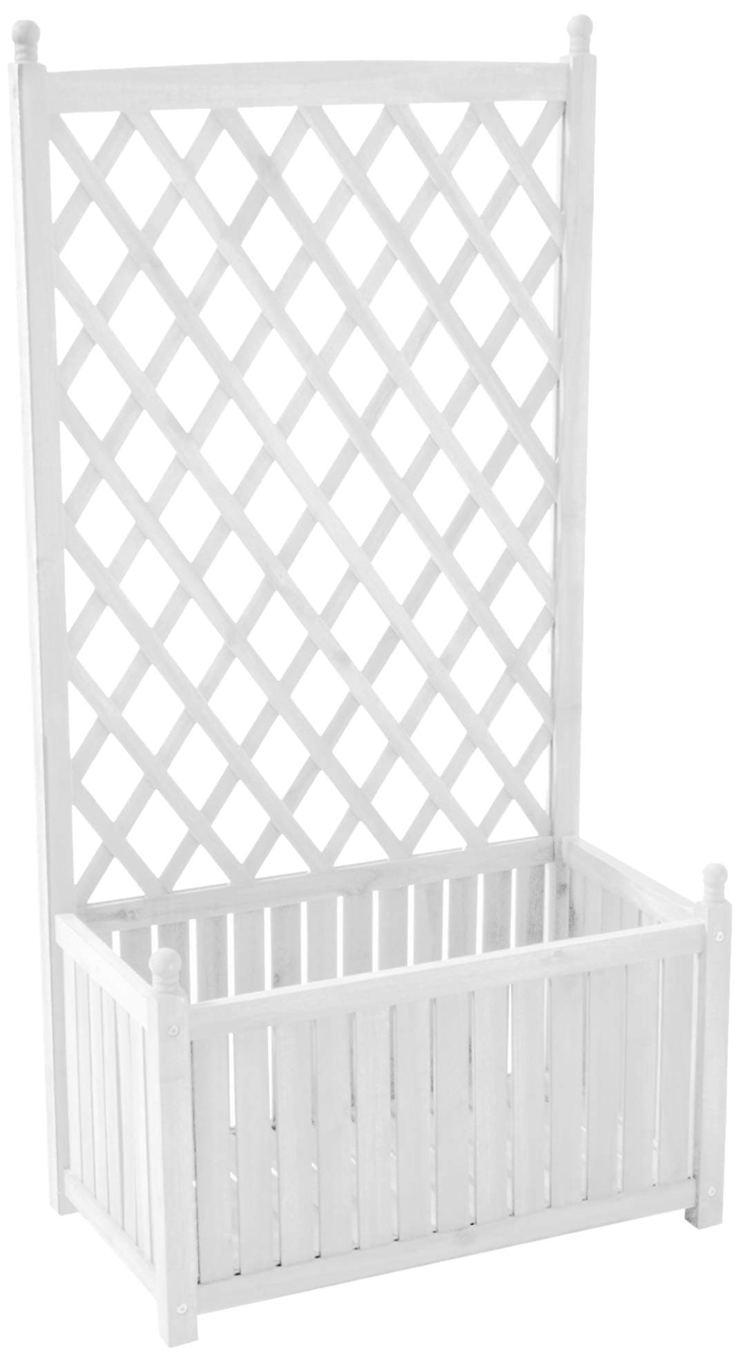 DMC Products Lexington 28-Inch Rectangle Solid Wood Trellis Planter White