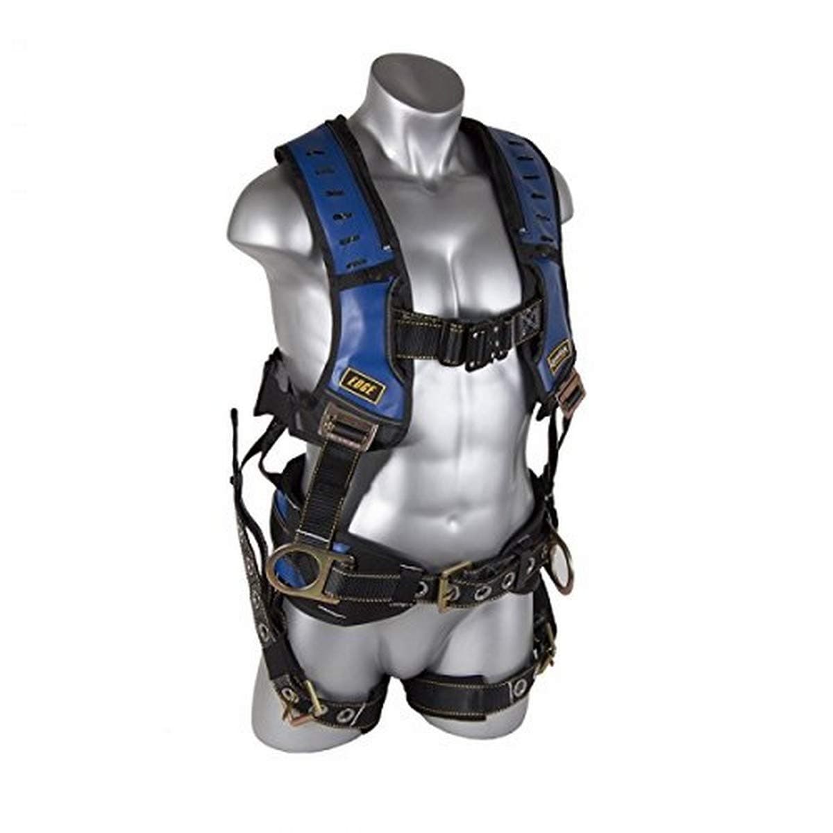 Guardian Fall Protection 193132 Construction Premium Edge Harness with Quick Connect Chest Buckle, Waist Tounge Buckle and Leg Tounge Buckles, XXL,Blue/Black