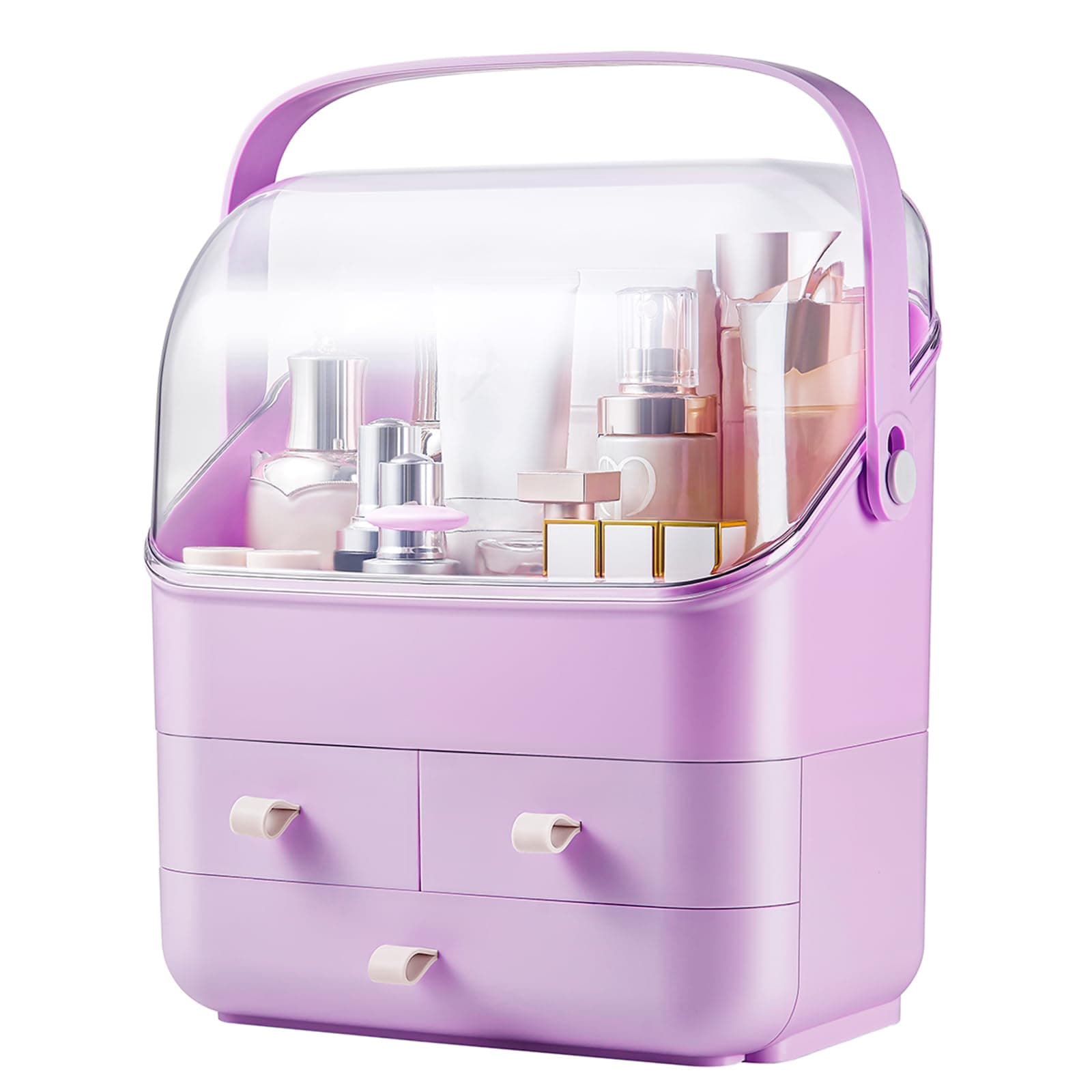 SUNFICON Makeup Organizer with Lid, Purple