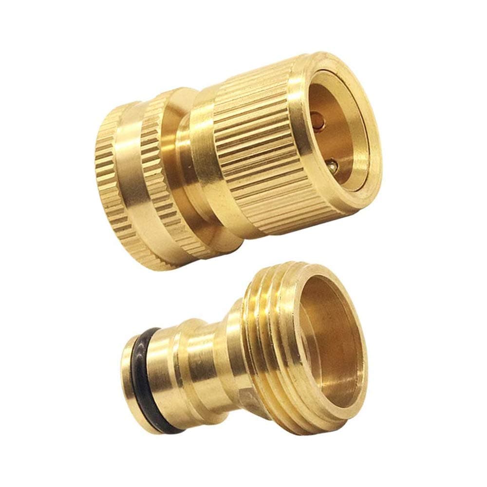 Tesmotor Garden Hose Nozzle Connect Kit, 3/4 inch Female Thread Tap Connector & Male Thread Brass Quick Connector(1 Pair)