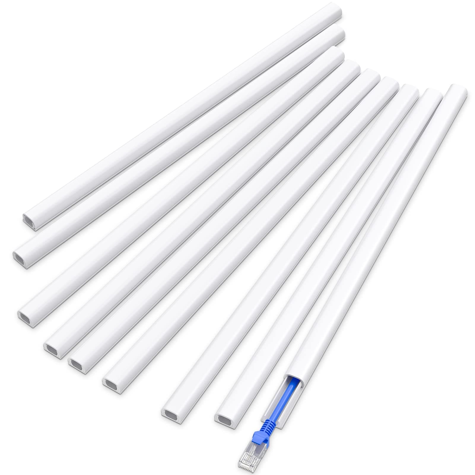 Delamu CC05 PVC Mini Wire Wall Cable Concealer Channel Paintable Cord Cover to Hide Speaker Wire, Ethernet Cable (White, 157-in)