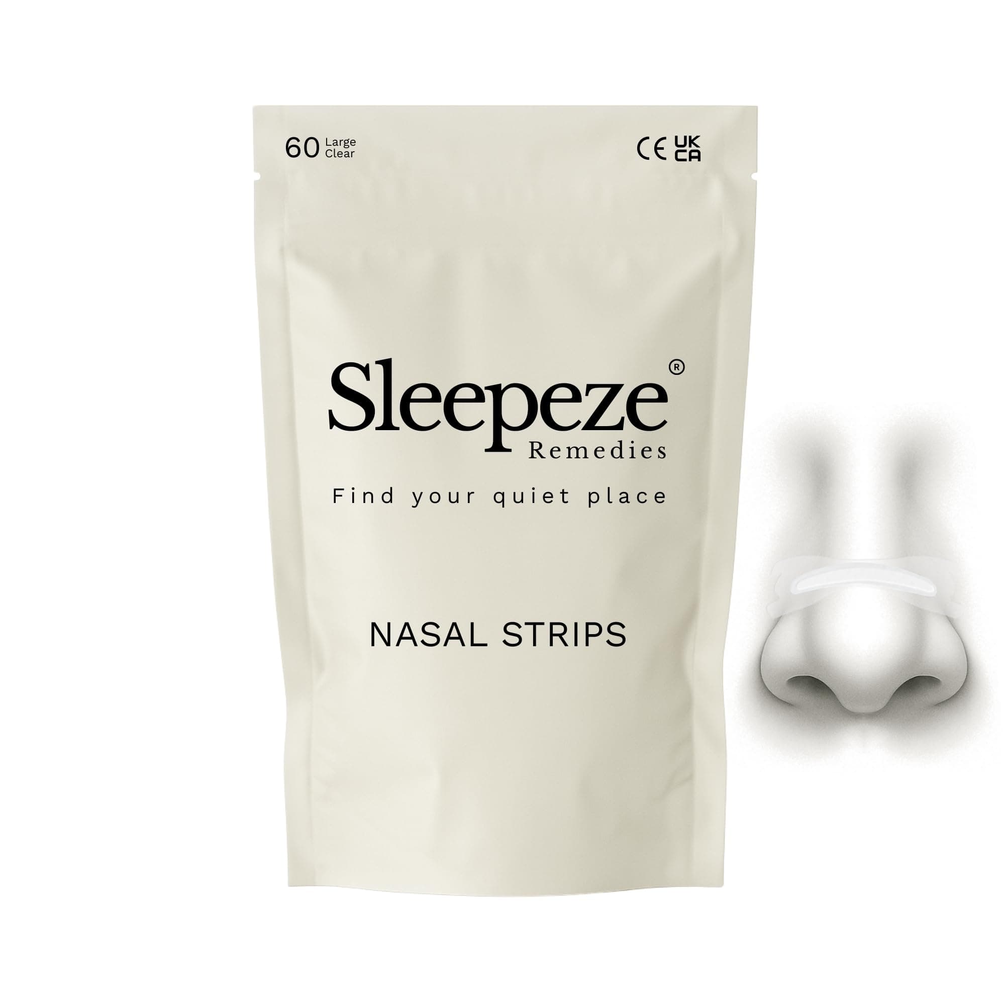 Nasal Strips Large, Clear (x 60 Pack) Nose Strips to Stop Snoring, Snore Strip to Help You Breathe Through Your Nose, Snore Stopper, Anti Snoring Breathing aids for Sleep by Sleepeze Remedies